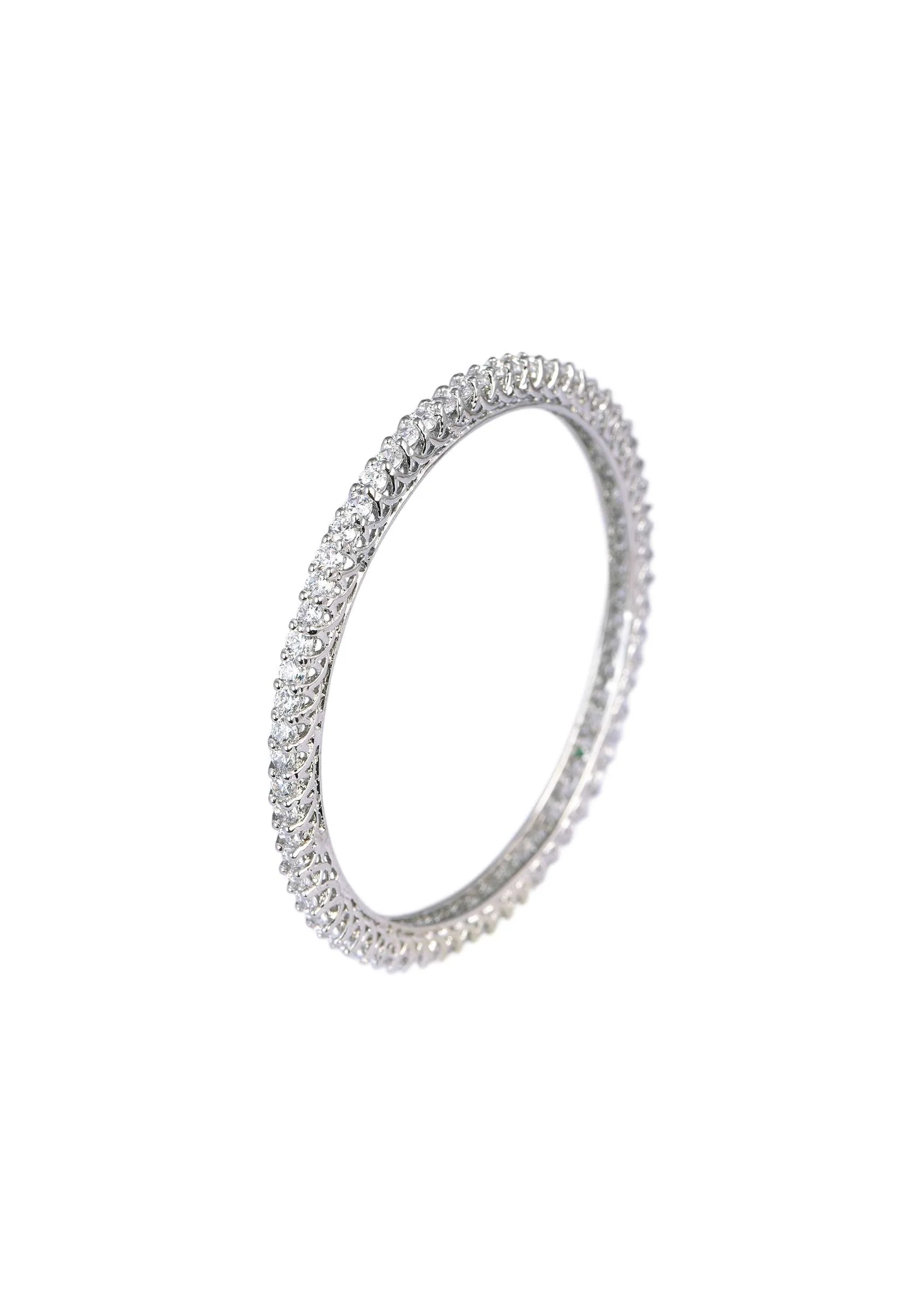 92.5 Sterling Silver Bangles With White Zirconia Set of 2 - Image 3