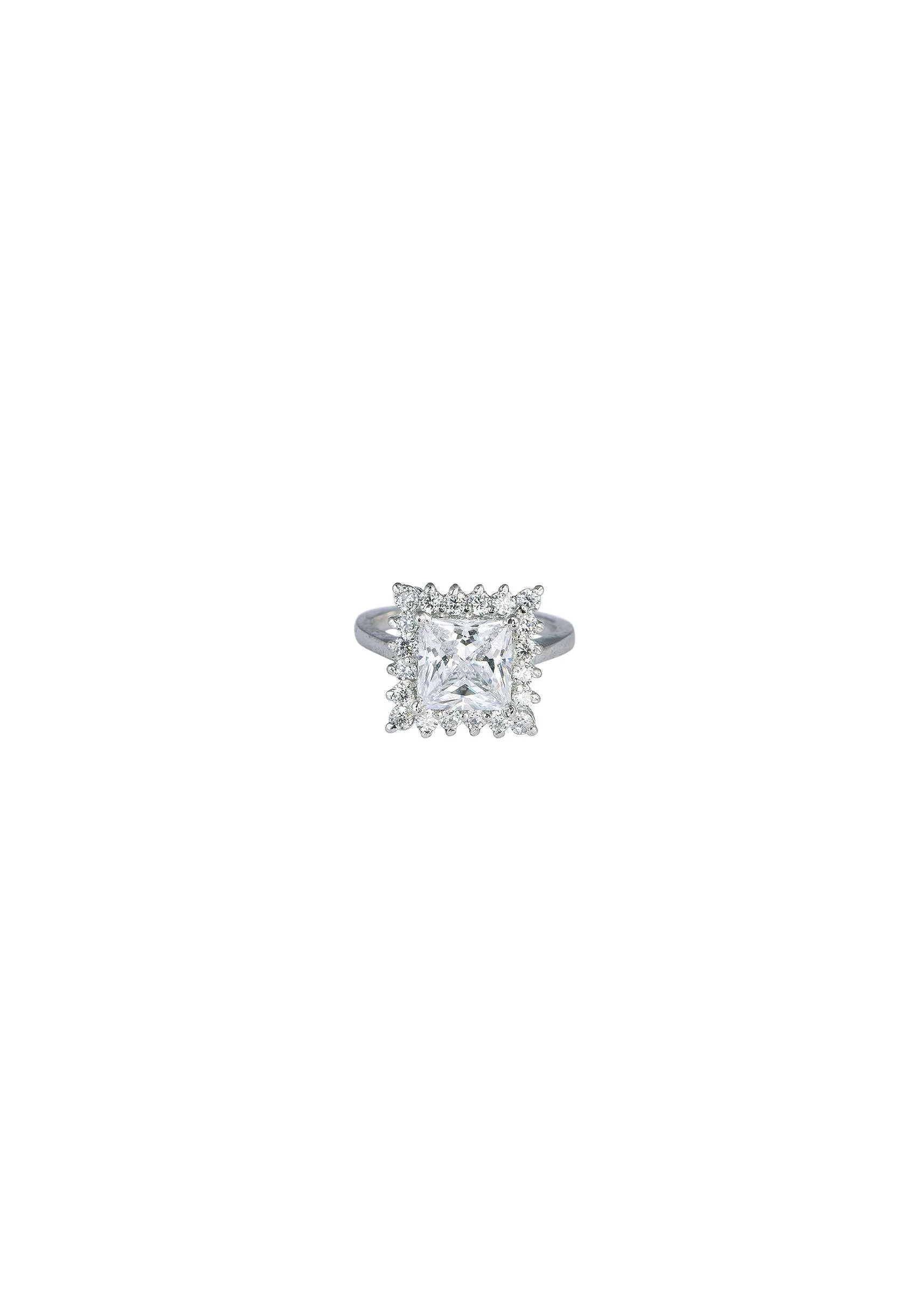 92.5 Sterling Silver Geometric Statement Ring With Zirconia - Image 3