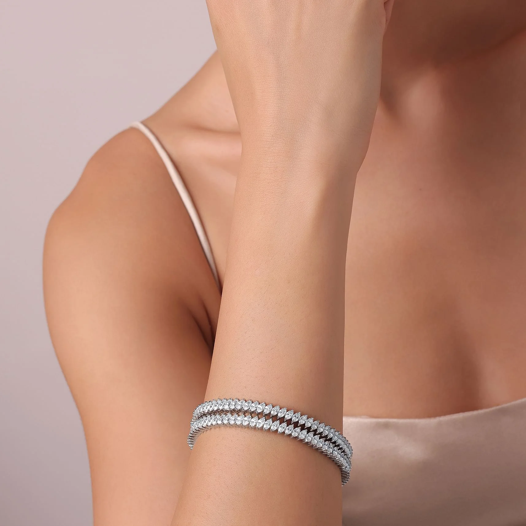 92.5 Sterling Silver Stone Studded Bangles Set of 2 - Image 4