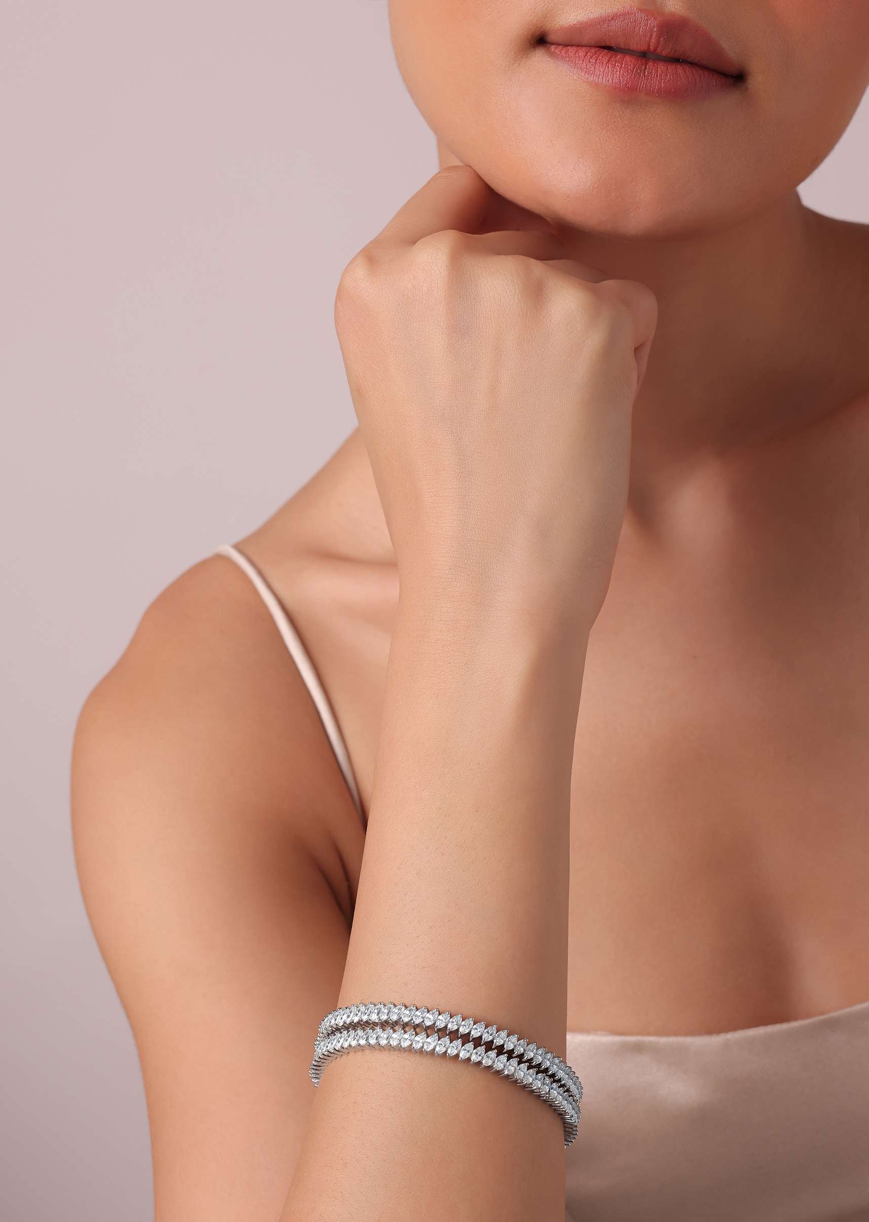 92.5 Sterling Silver Stone Studded Bangles Set of 2 - Image 6