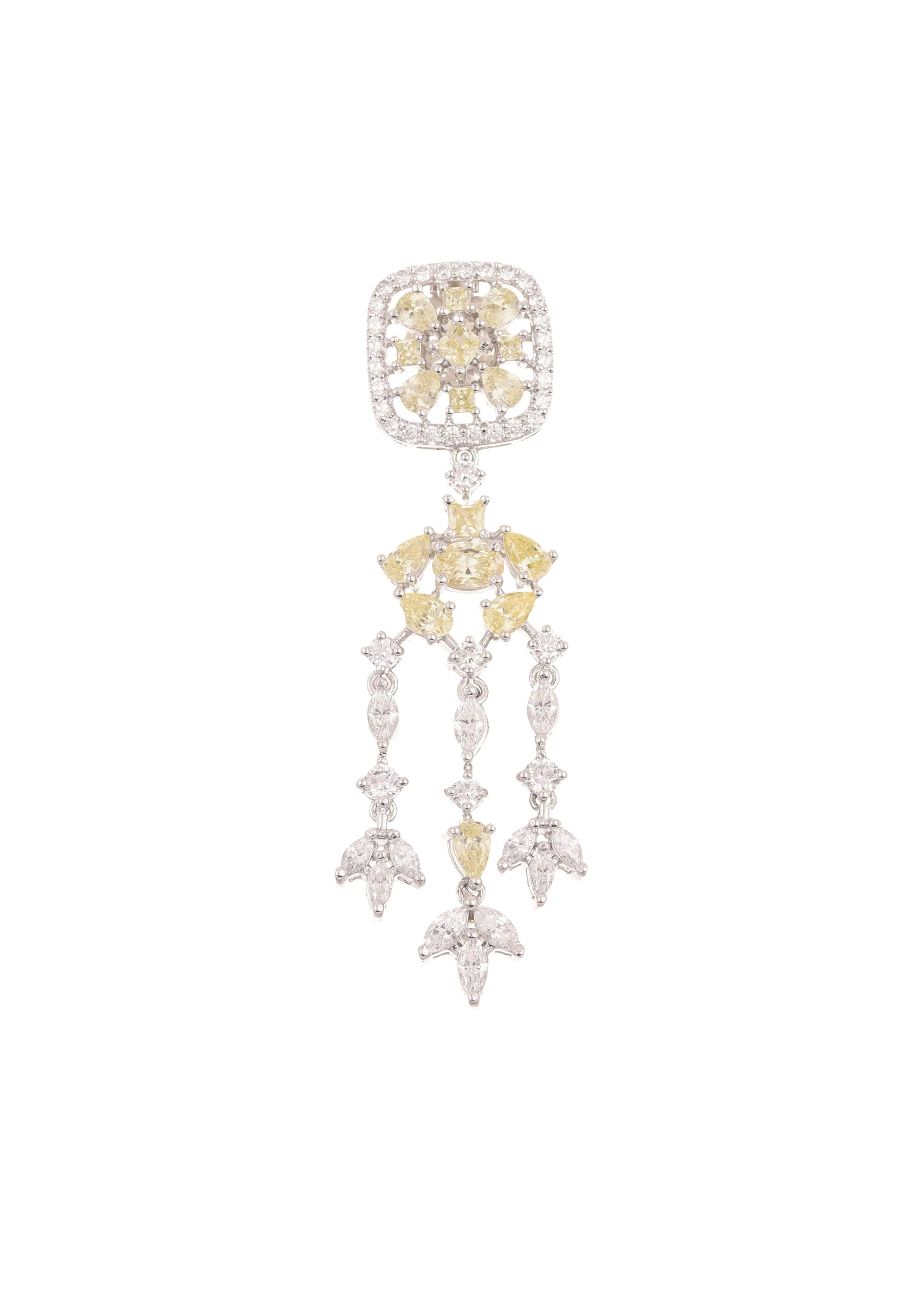 92.5 Sterling Silver Two Tone Danglers with Faux Diamond - Image 4