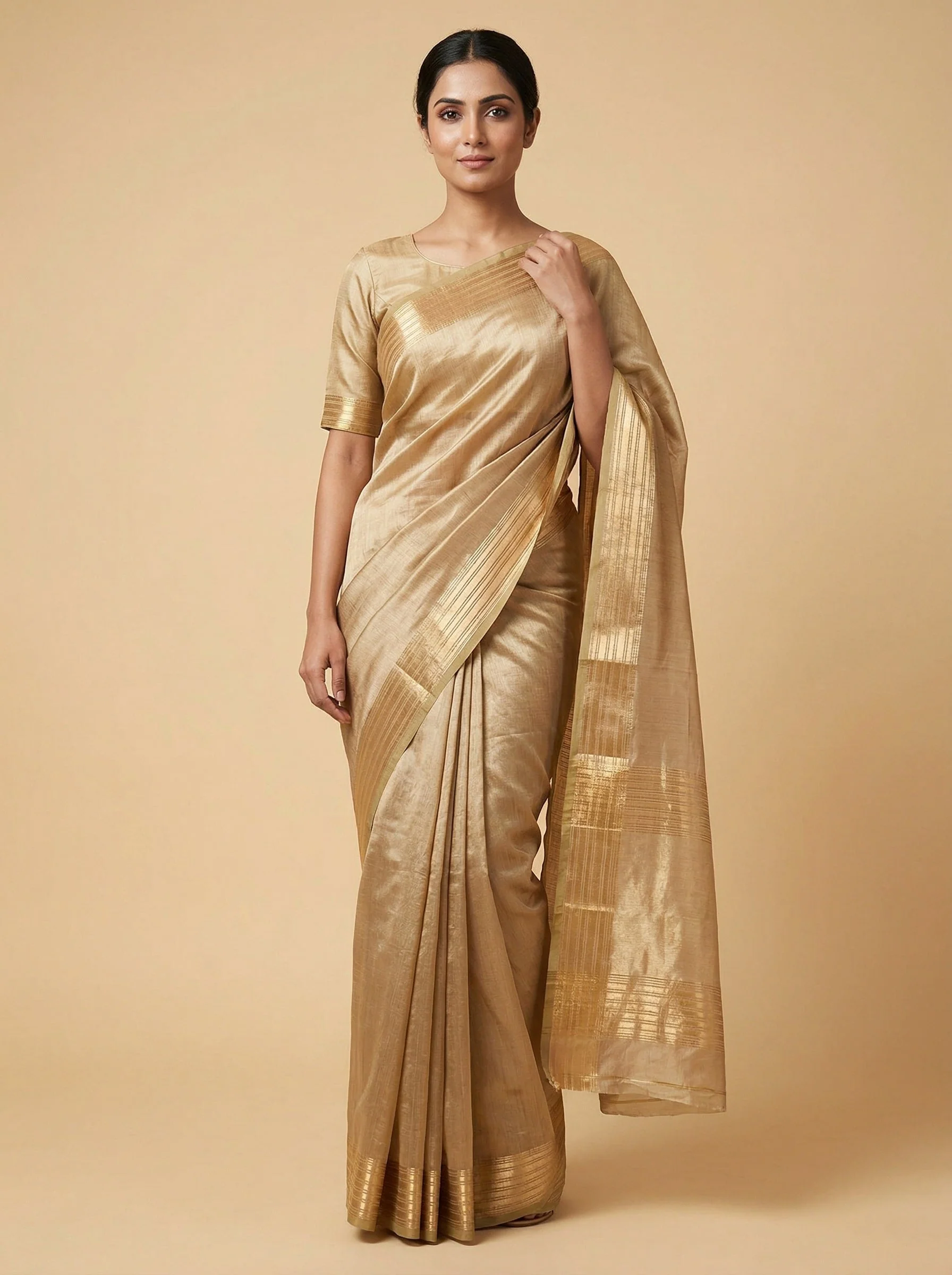 Almond Beige Handloom Saree