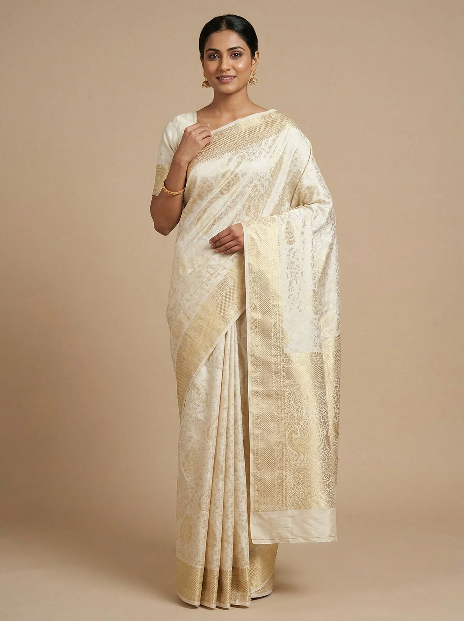 Almond Cream Handloom Saree