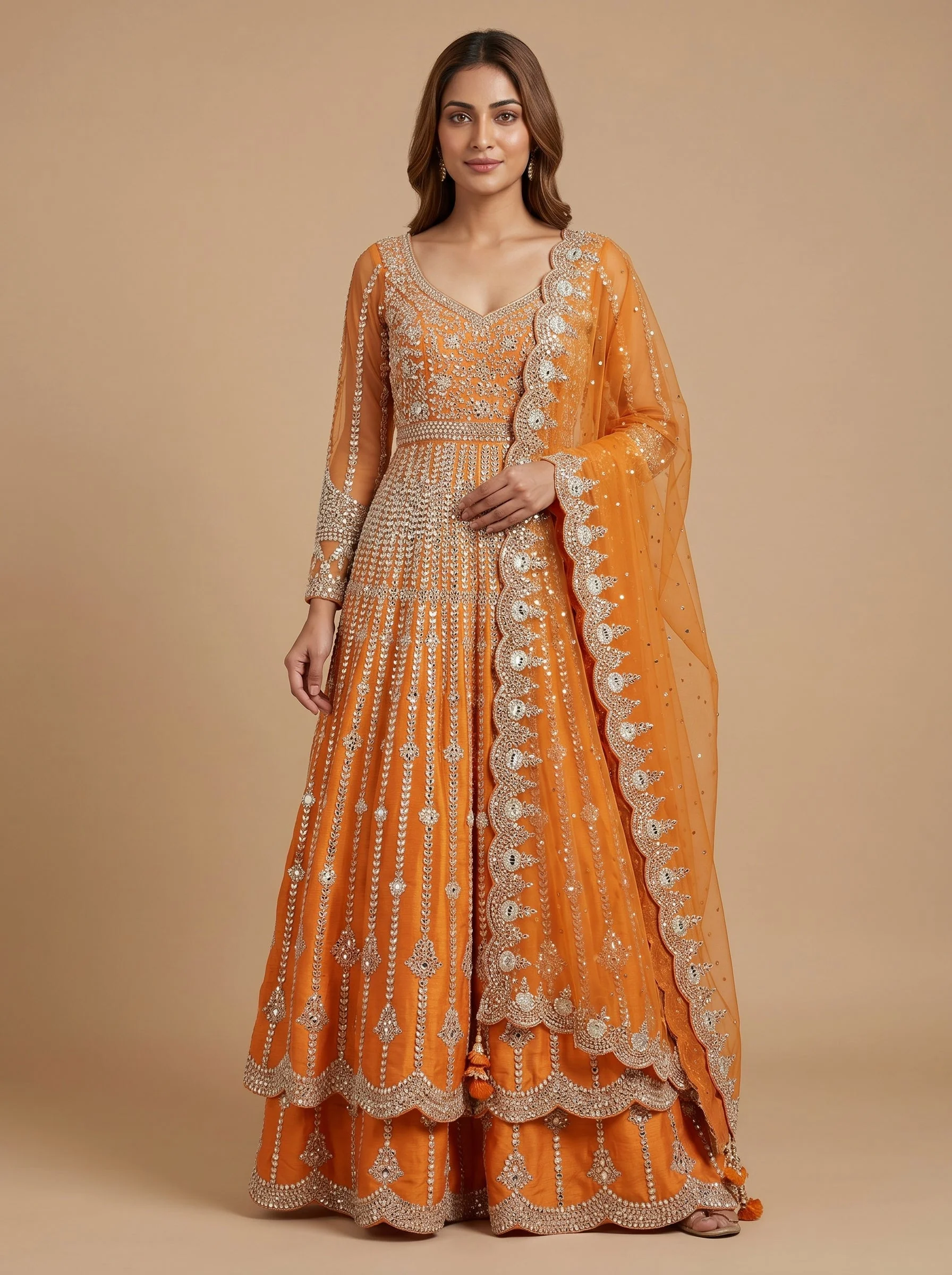Amber Orange Anarkali