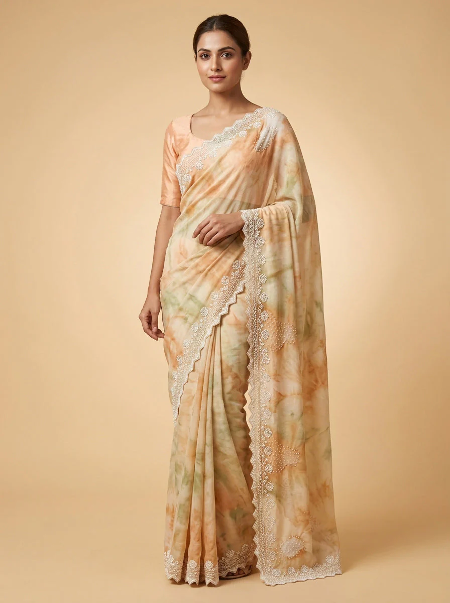 Apricot Peach Soft Radiance Saree