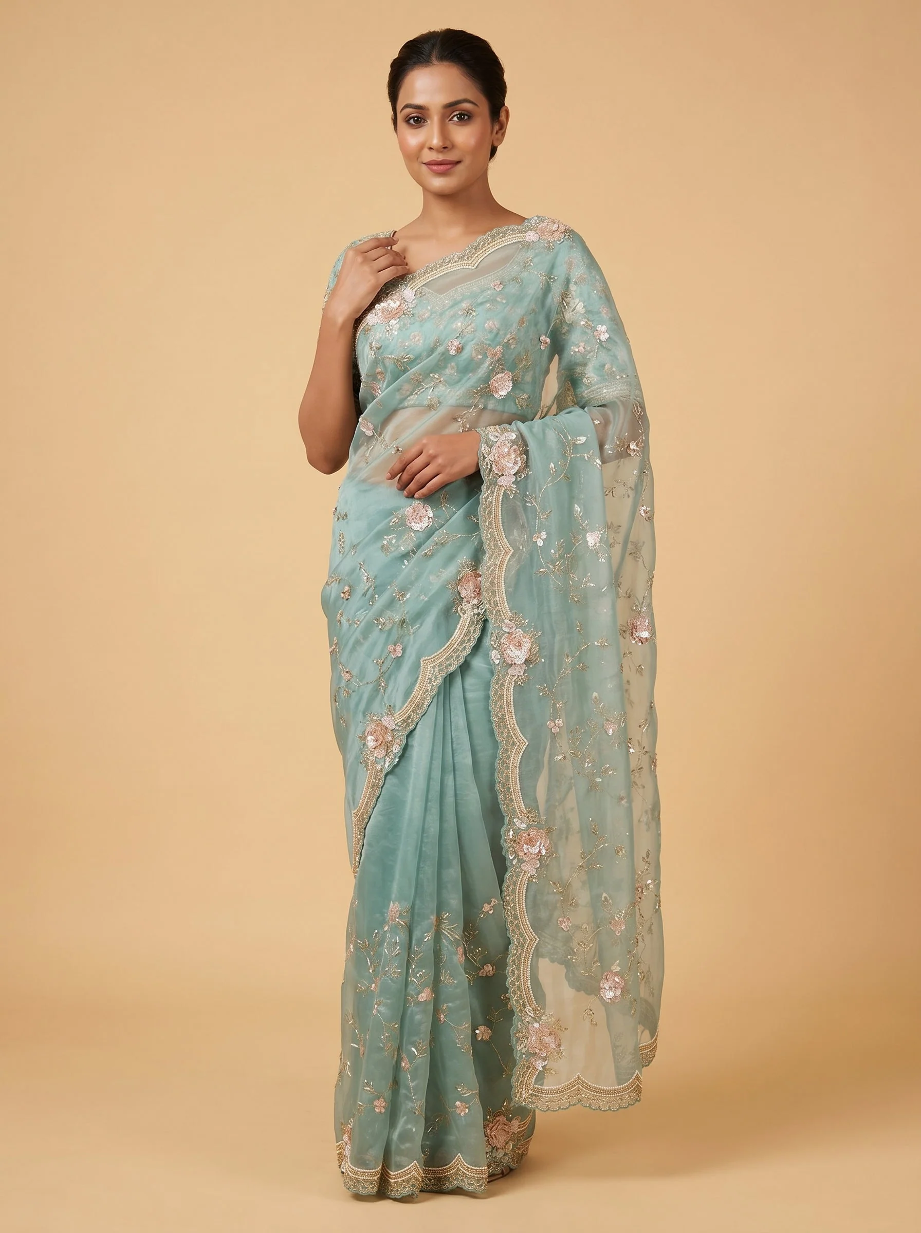Aqua Breeze Glow Saree