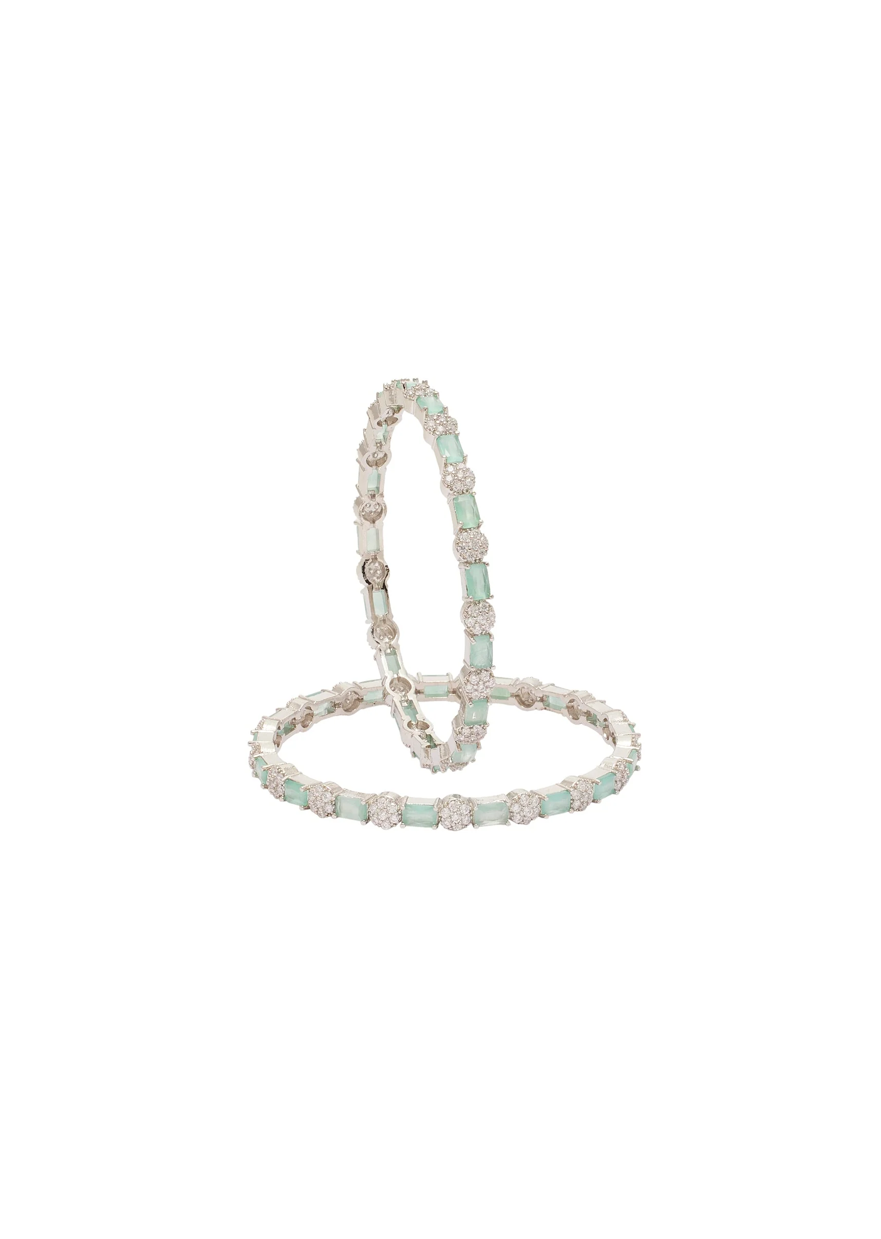 Aqua Enamel Zirconia Bangles - Image 2