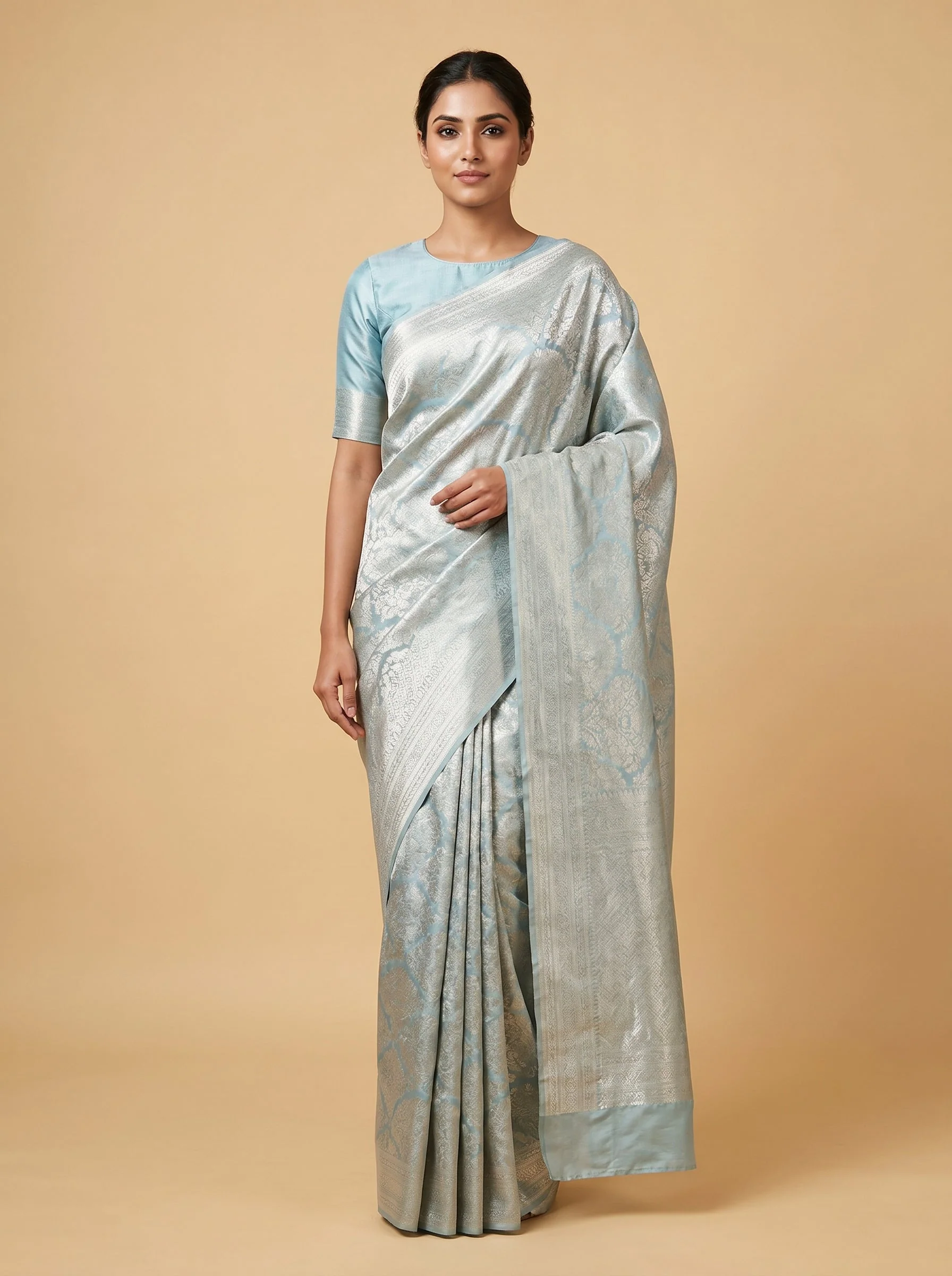 Aqua Light Flow Handloom Saree