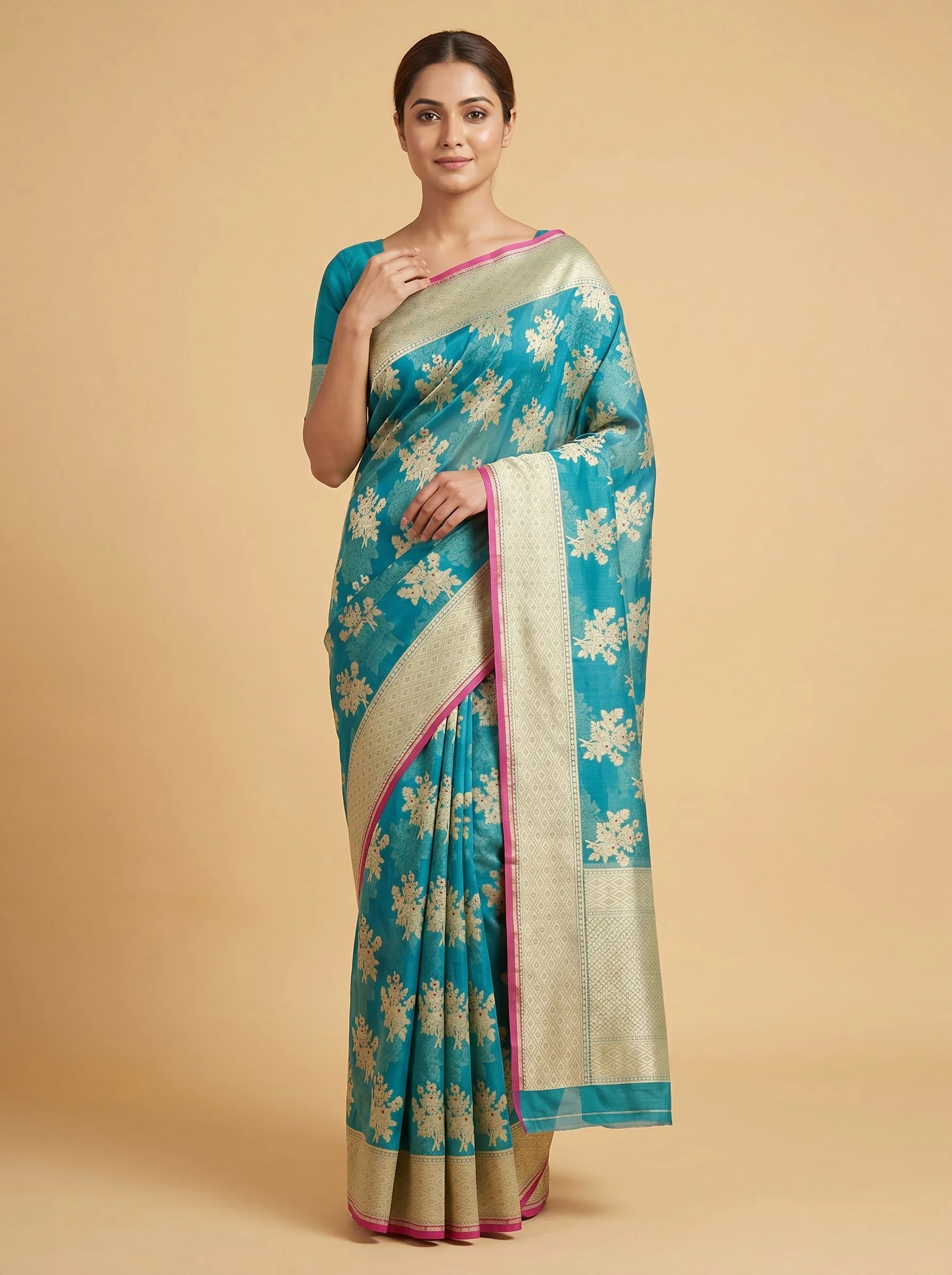 Aqua Mist Elegance Saree