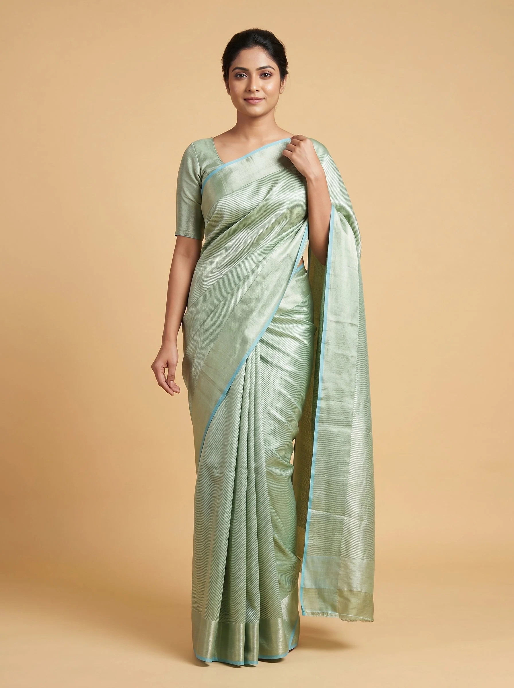 Aqua Silver Fresh Blend Handloom Saree