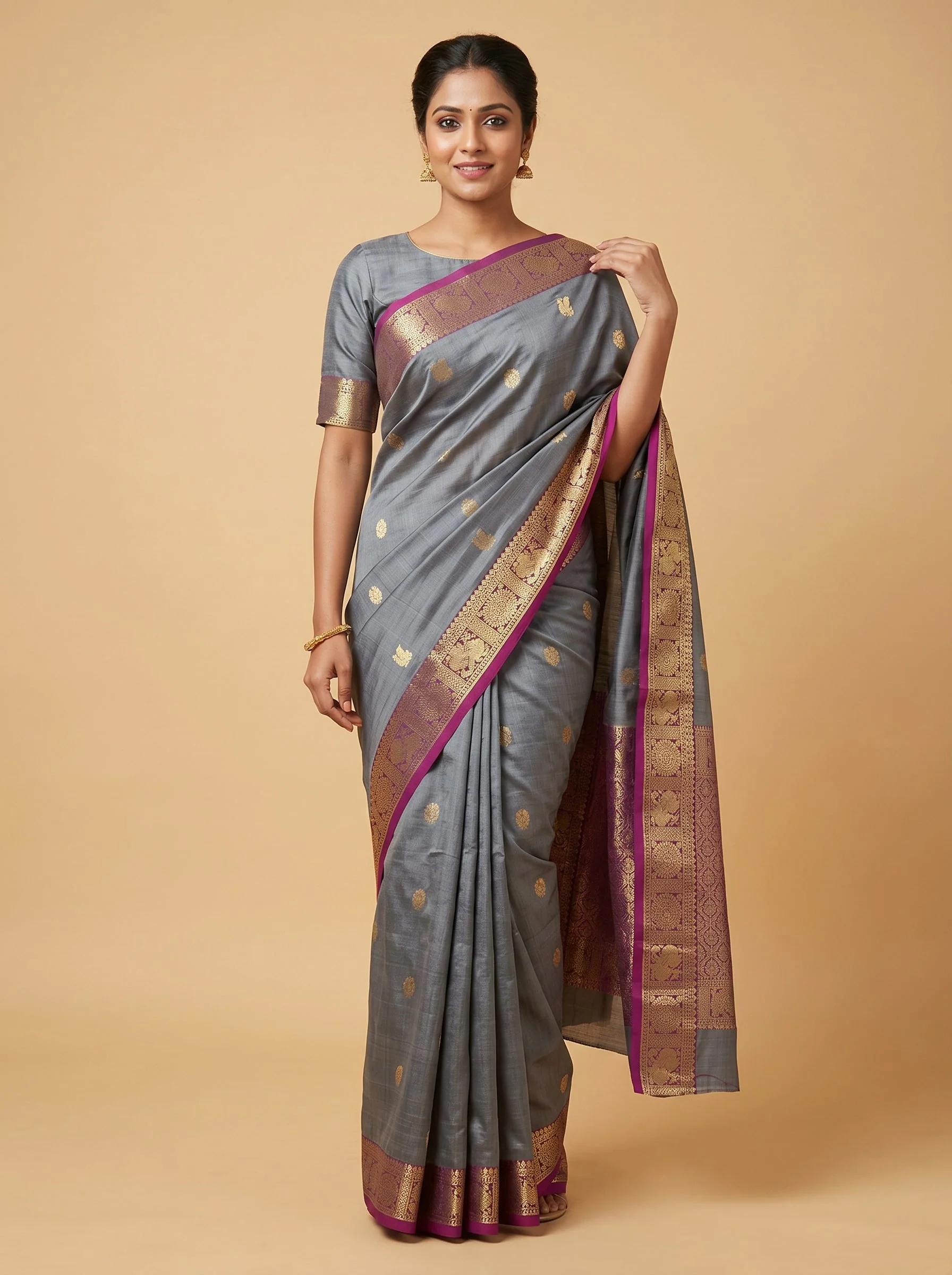 Ash Sheen Grey Handloom Saree