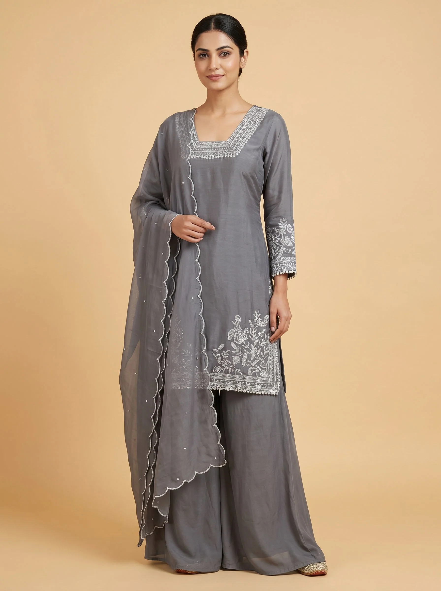 Ashen Gray Palazzo Set