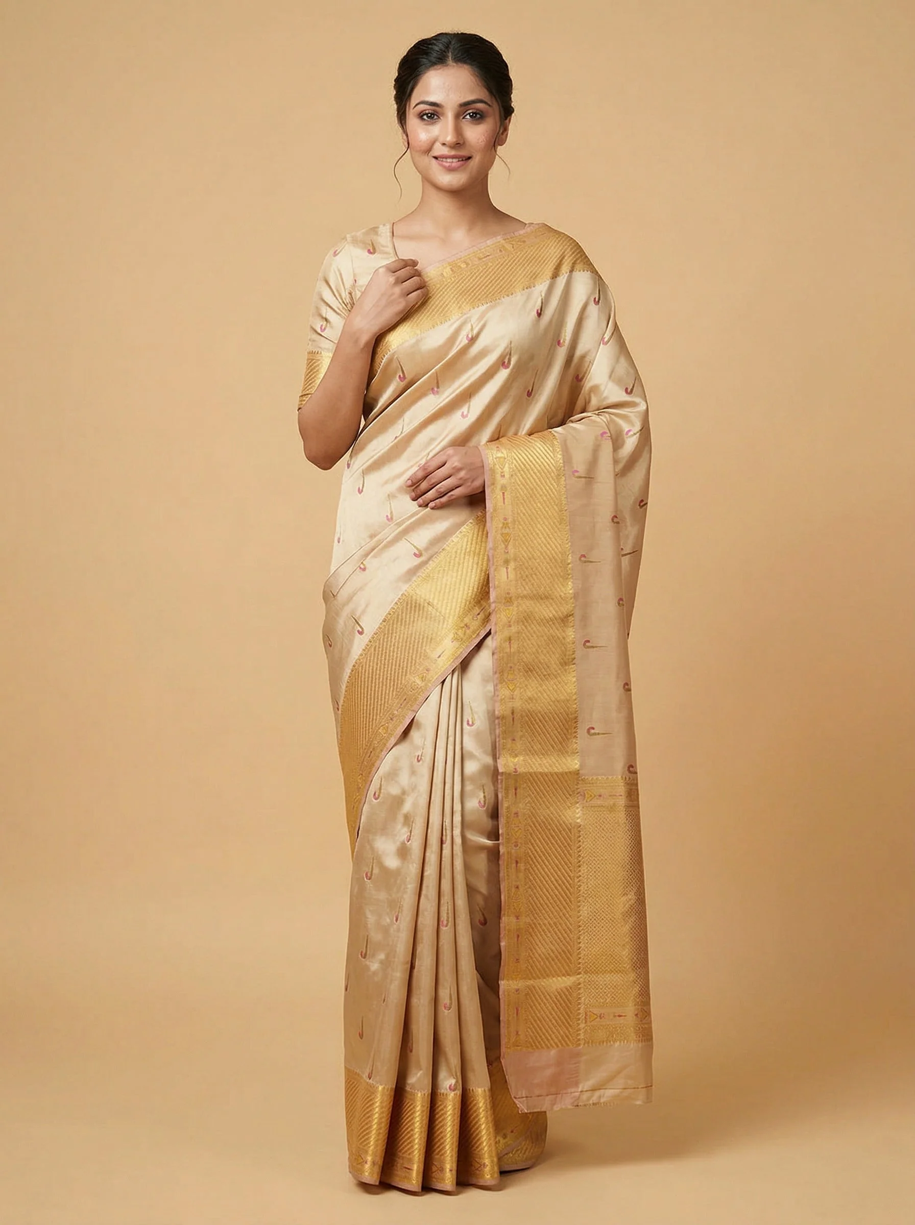 Aureate Gold Handloom Saree