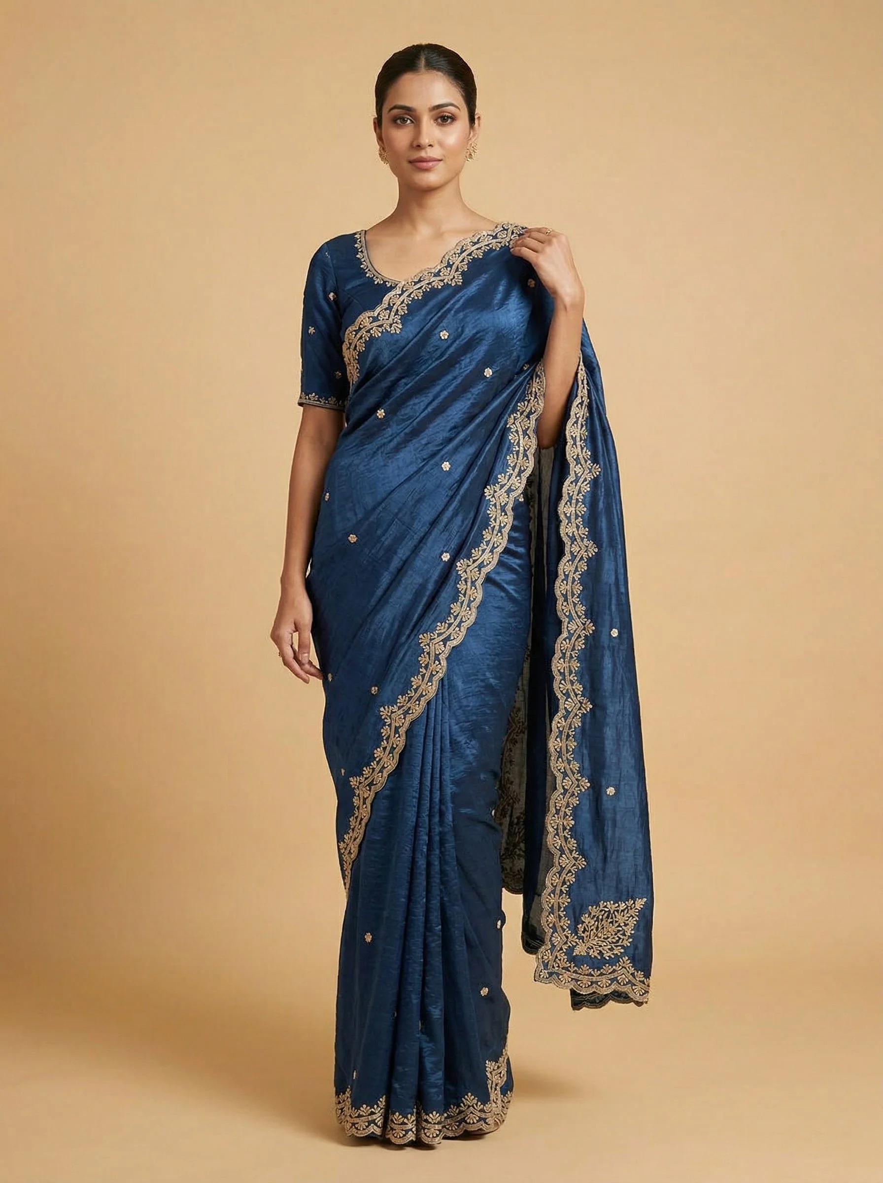 Azure Blue Embroidered Saree