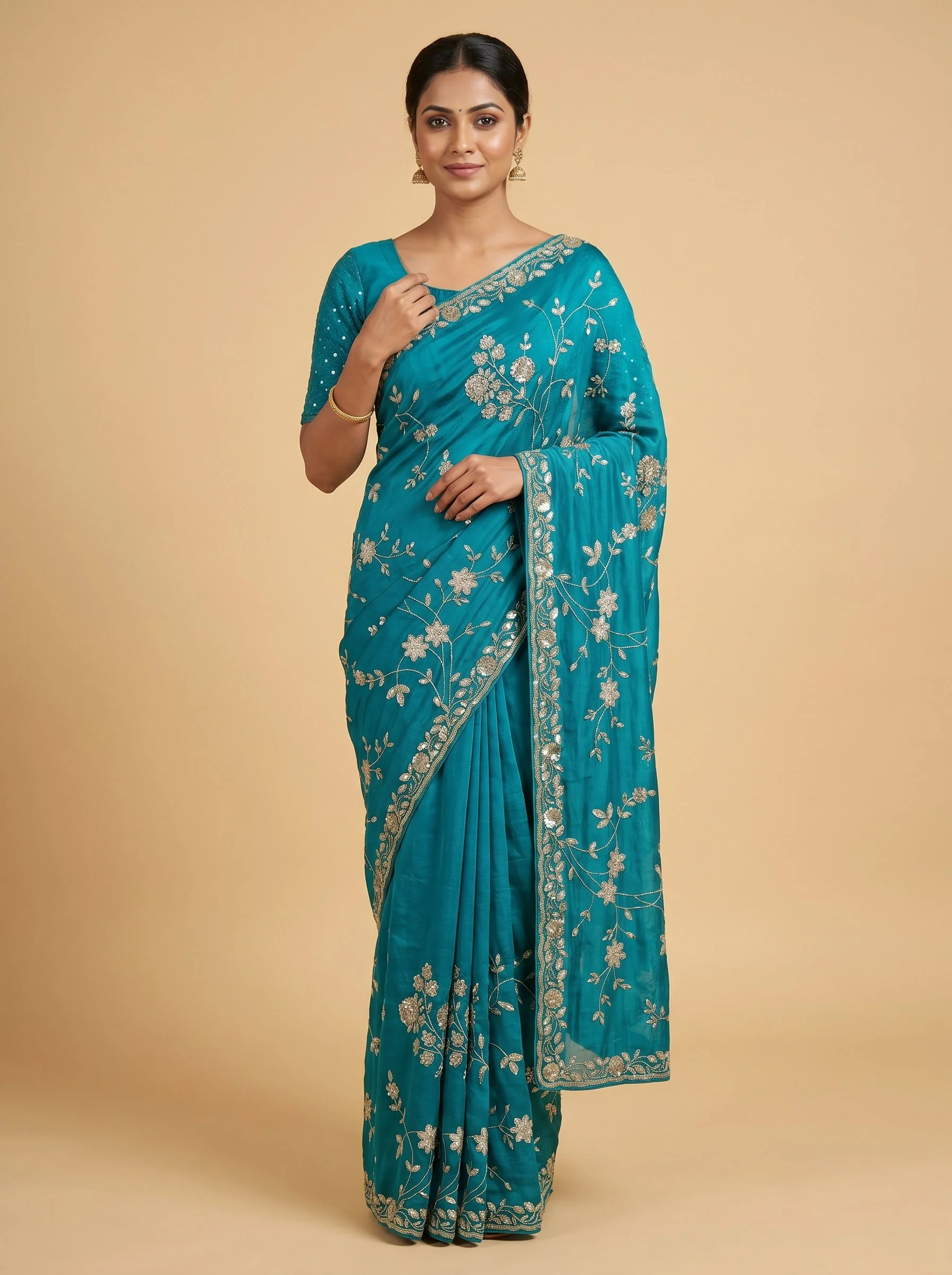 Azure Blue Glow Saree
