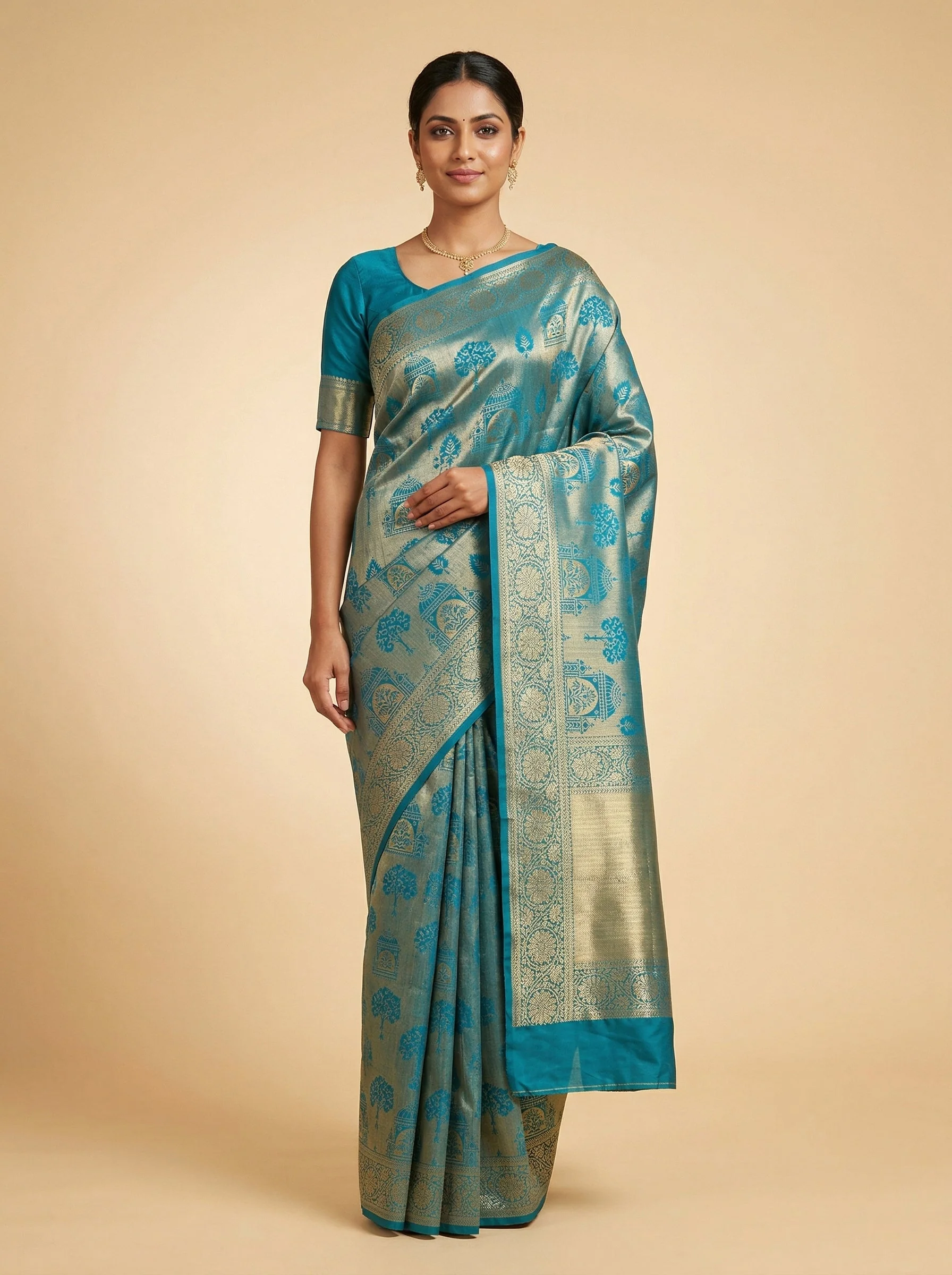 Azure Blue Handloom Saree