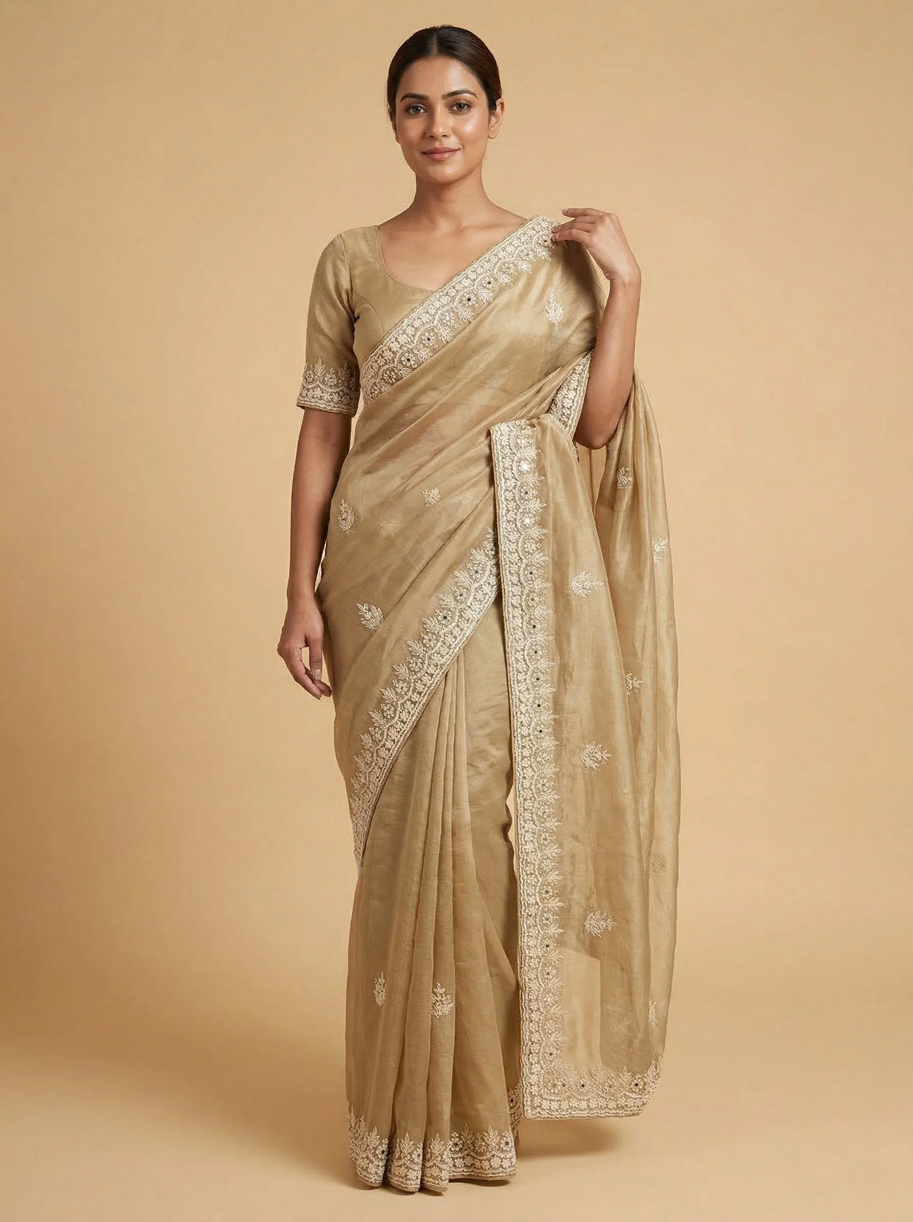 Beige Balanced Elegant Saree
