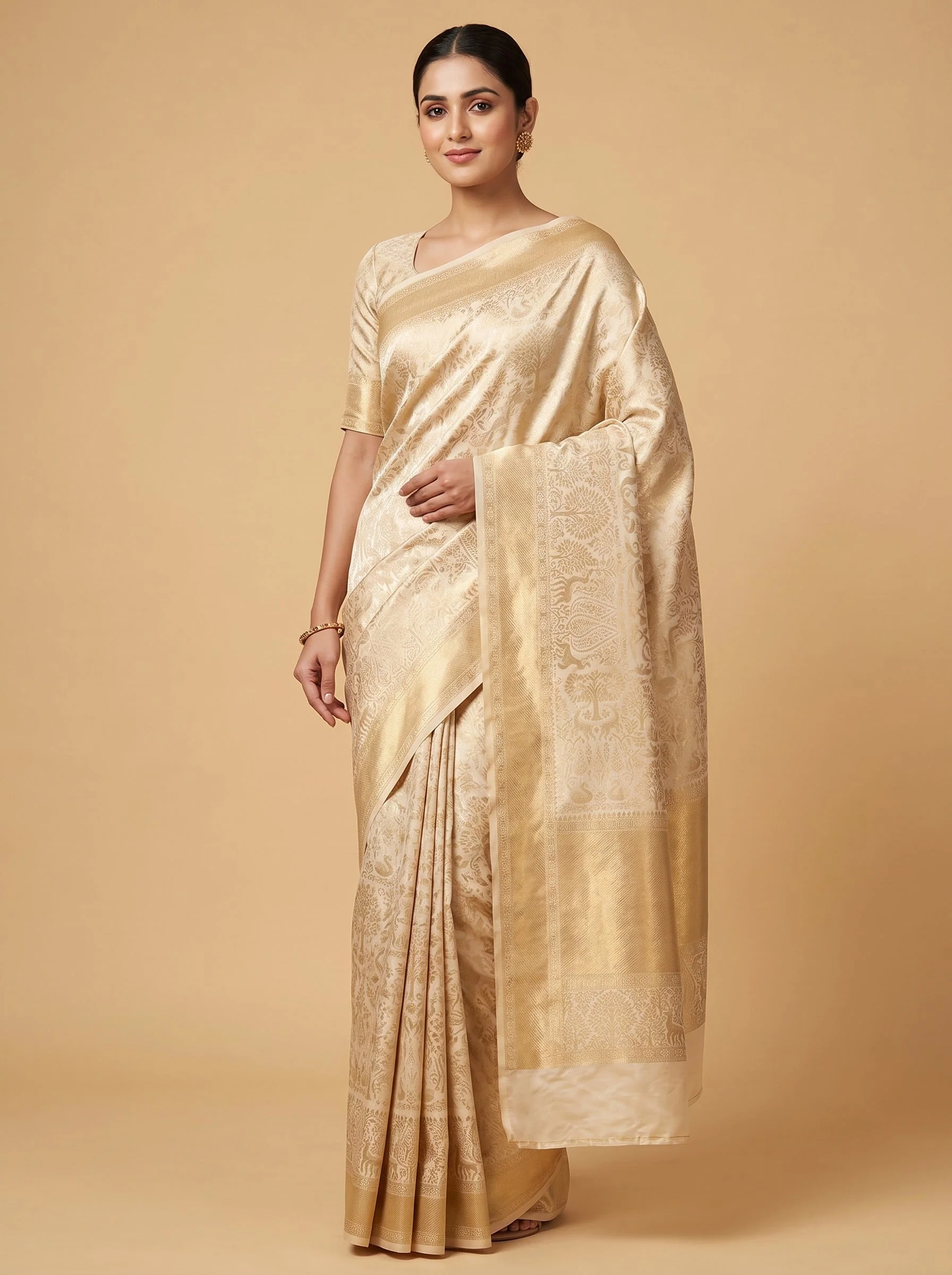 Beige Balanced Poise Handloom Saree