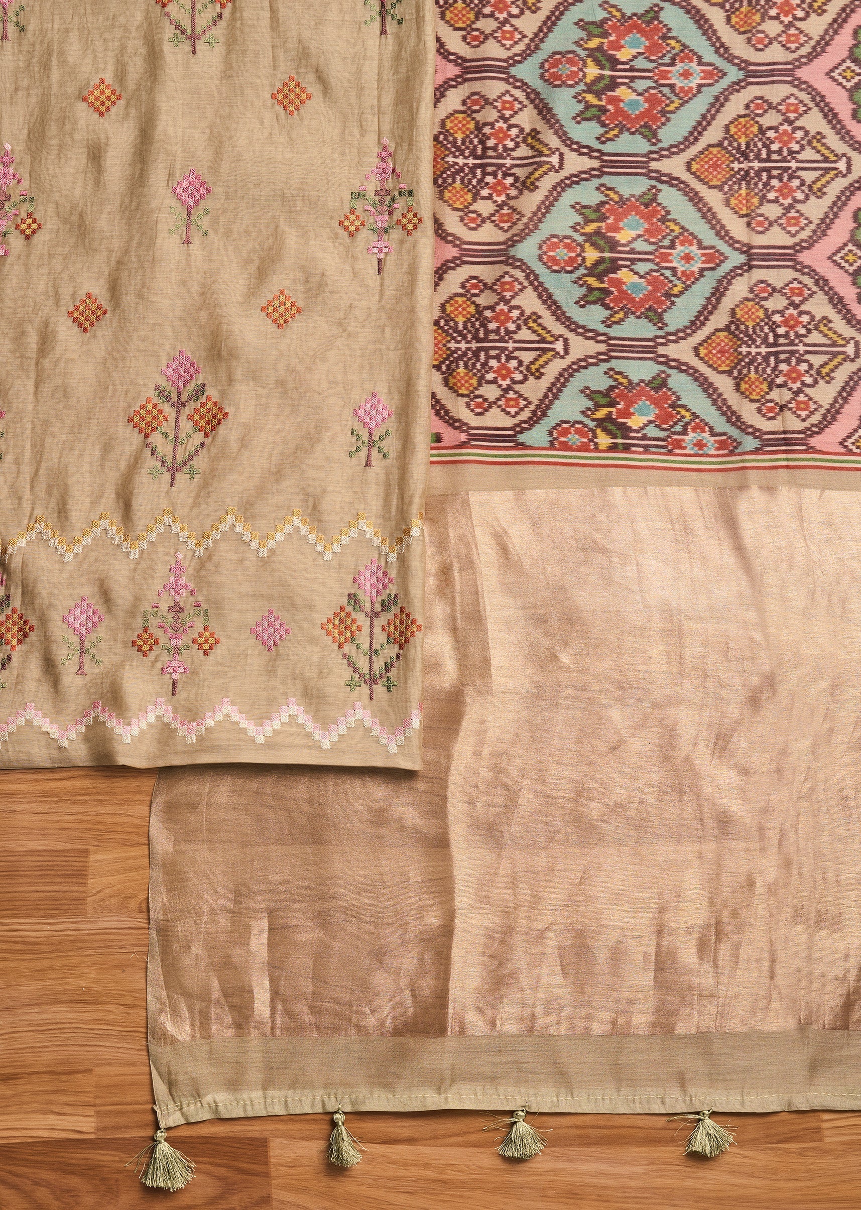 Beige Chanderi Suit - Image 2