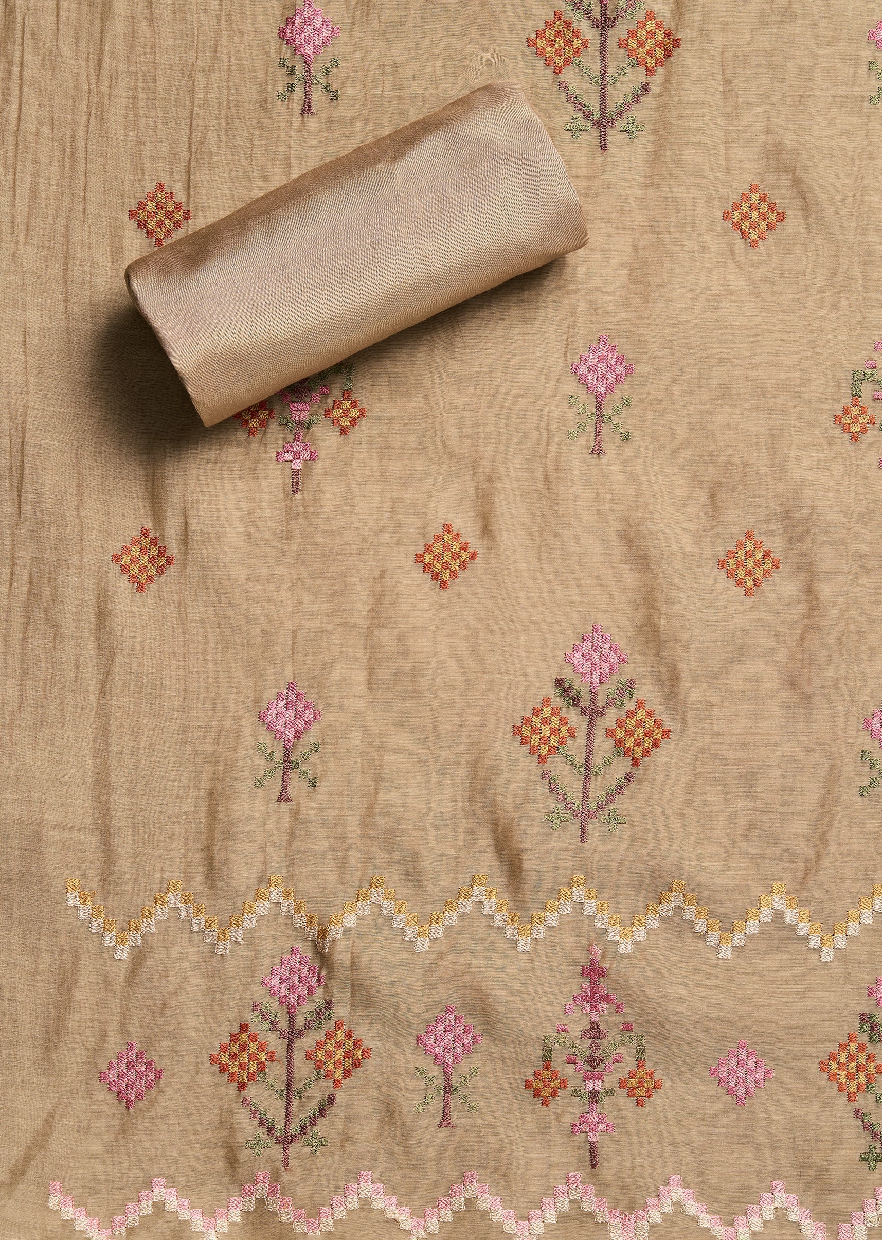 Beige Chanderi Suit - Image 3