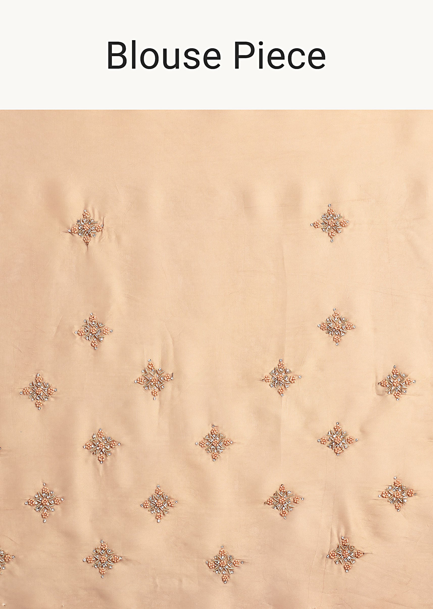 Beige Crepe Silk Saree With Cutdana Work - Image 10