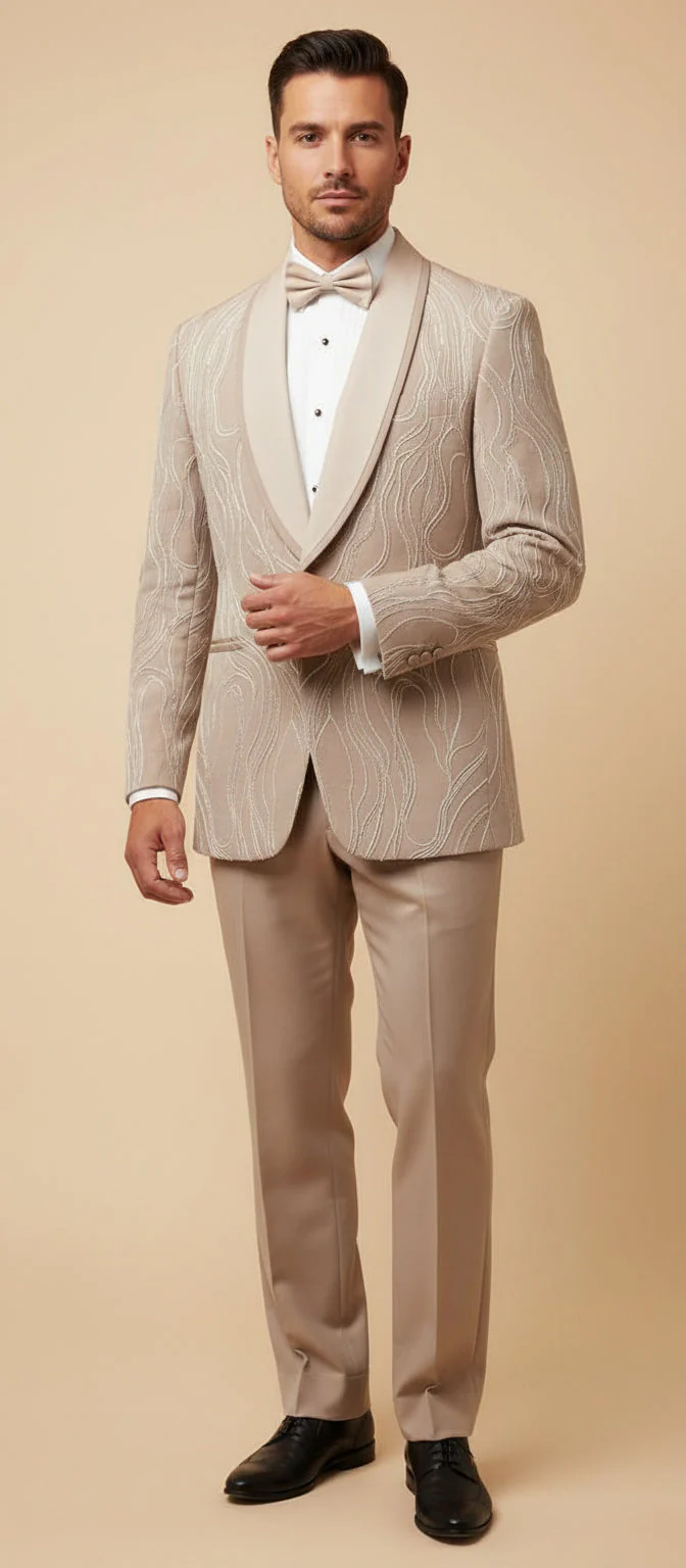 Beige Designer Tuxedo - Image 2