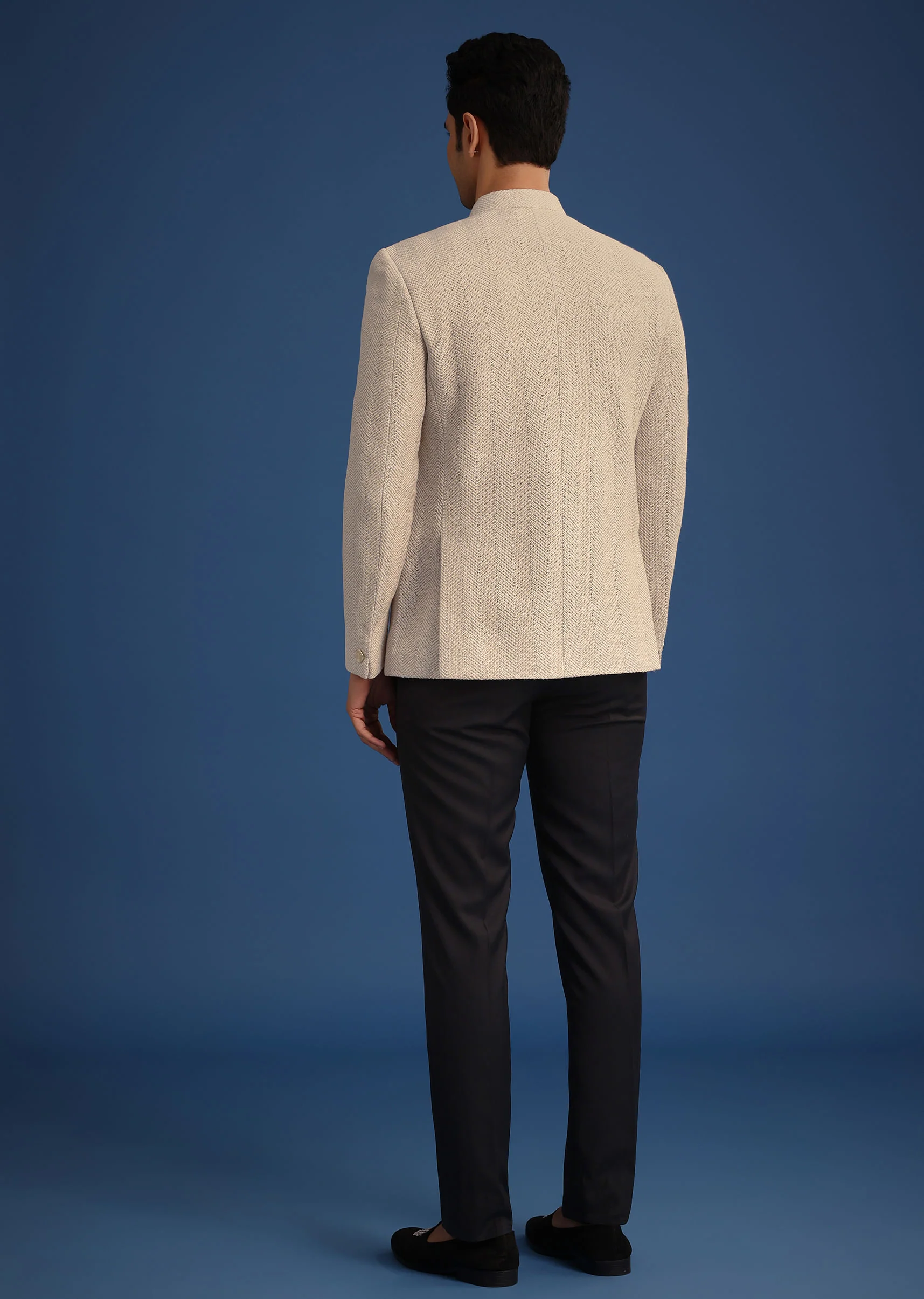 Beige Jodhpuri And Pant Set With Pocket Square - Image 5