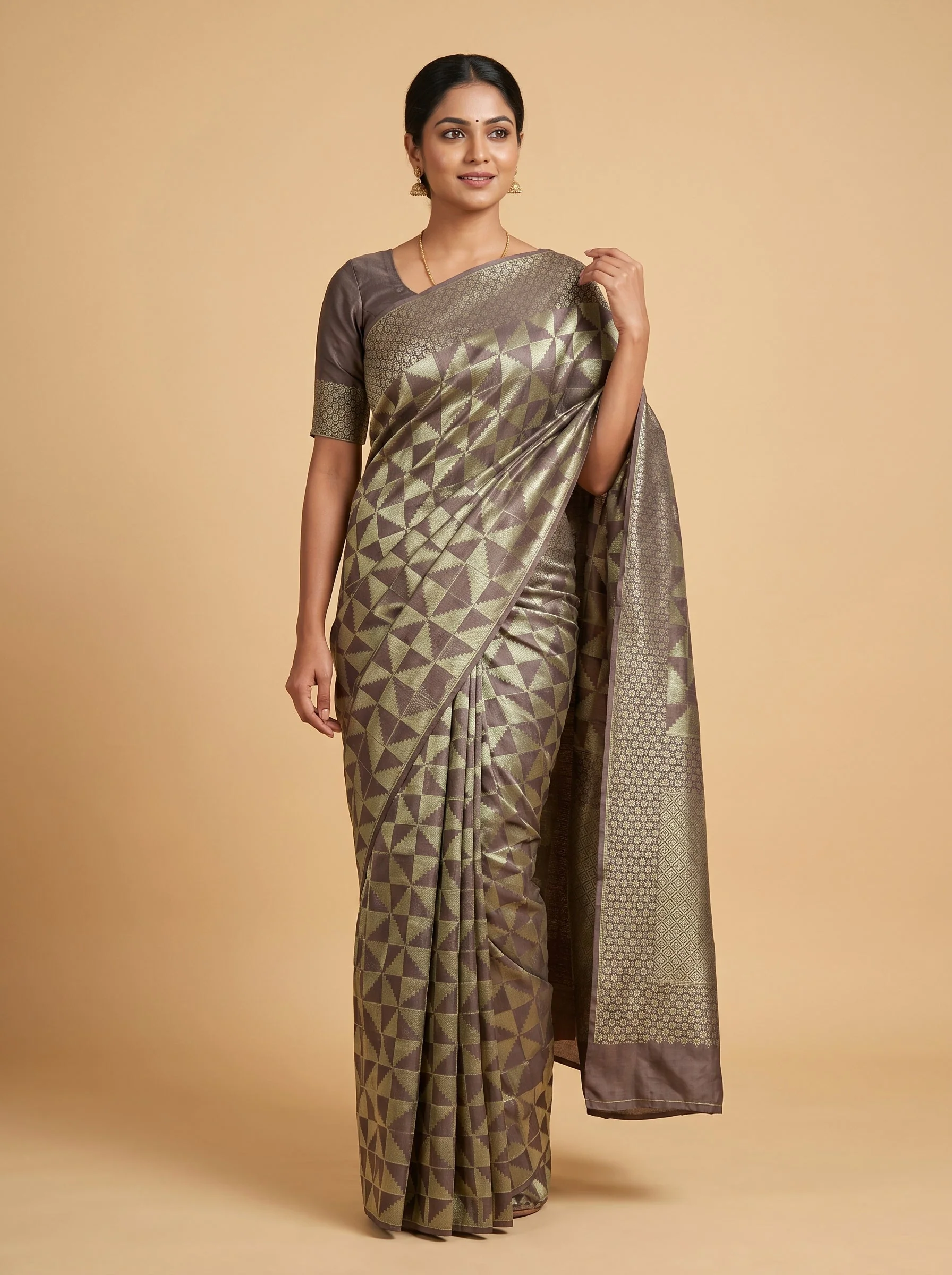 Beige Neutral Fold Handloom Saree