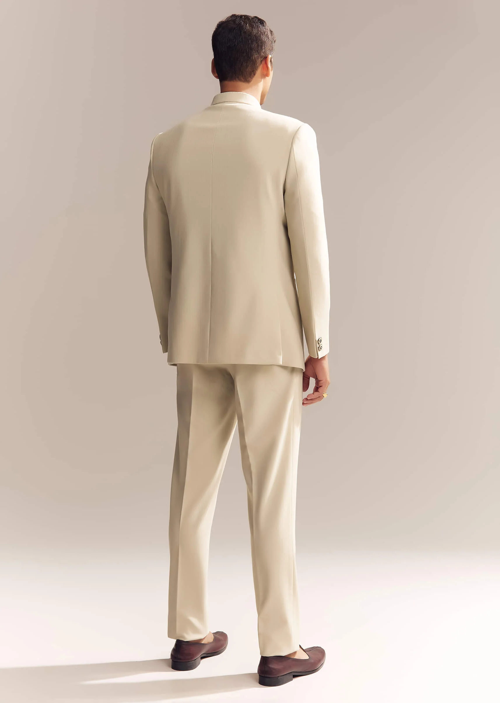 Beige Rayon Jodhpuri Suit For Men With Zardosi Embroidery - Image 5