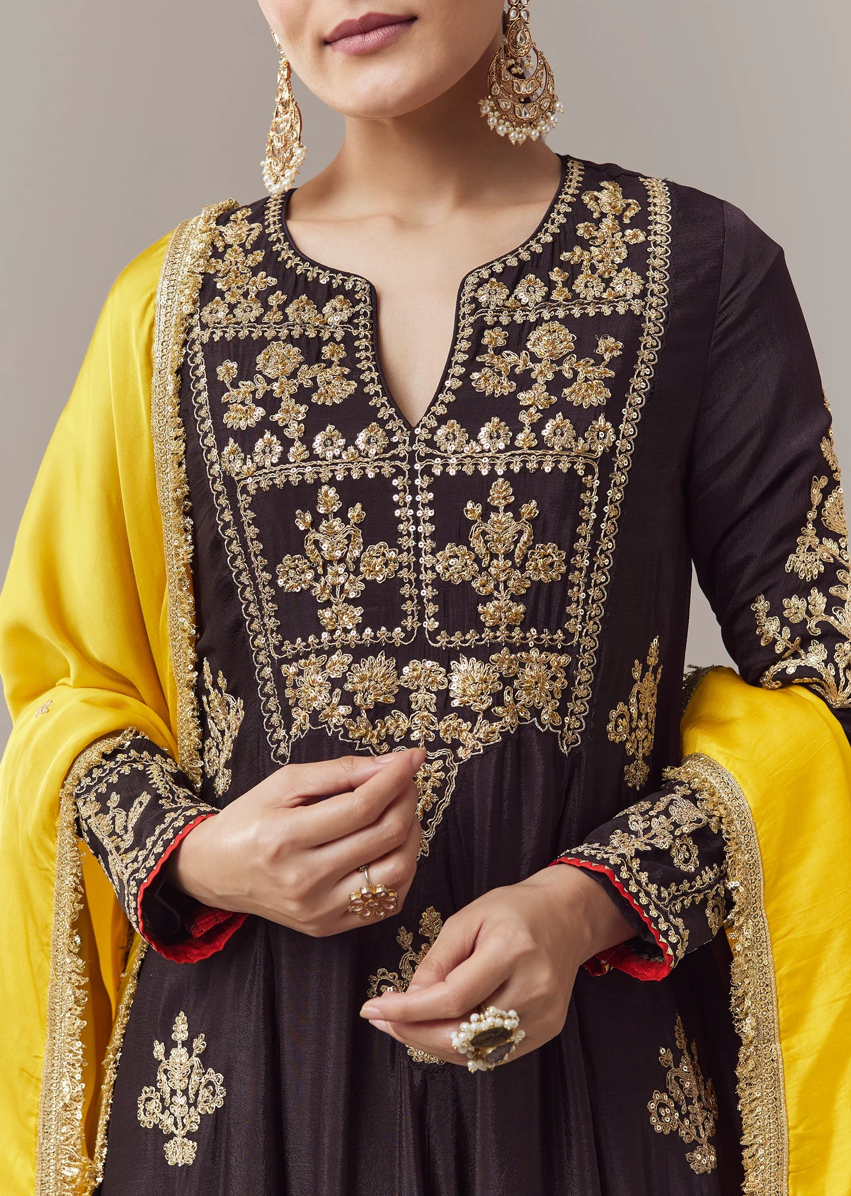 Black Anarkali Suit With Zari Cut Dana And Sequins Work - Image 2