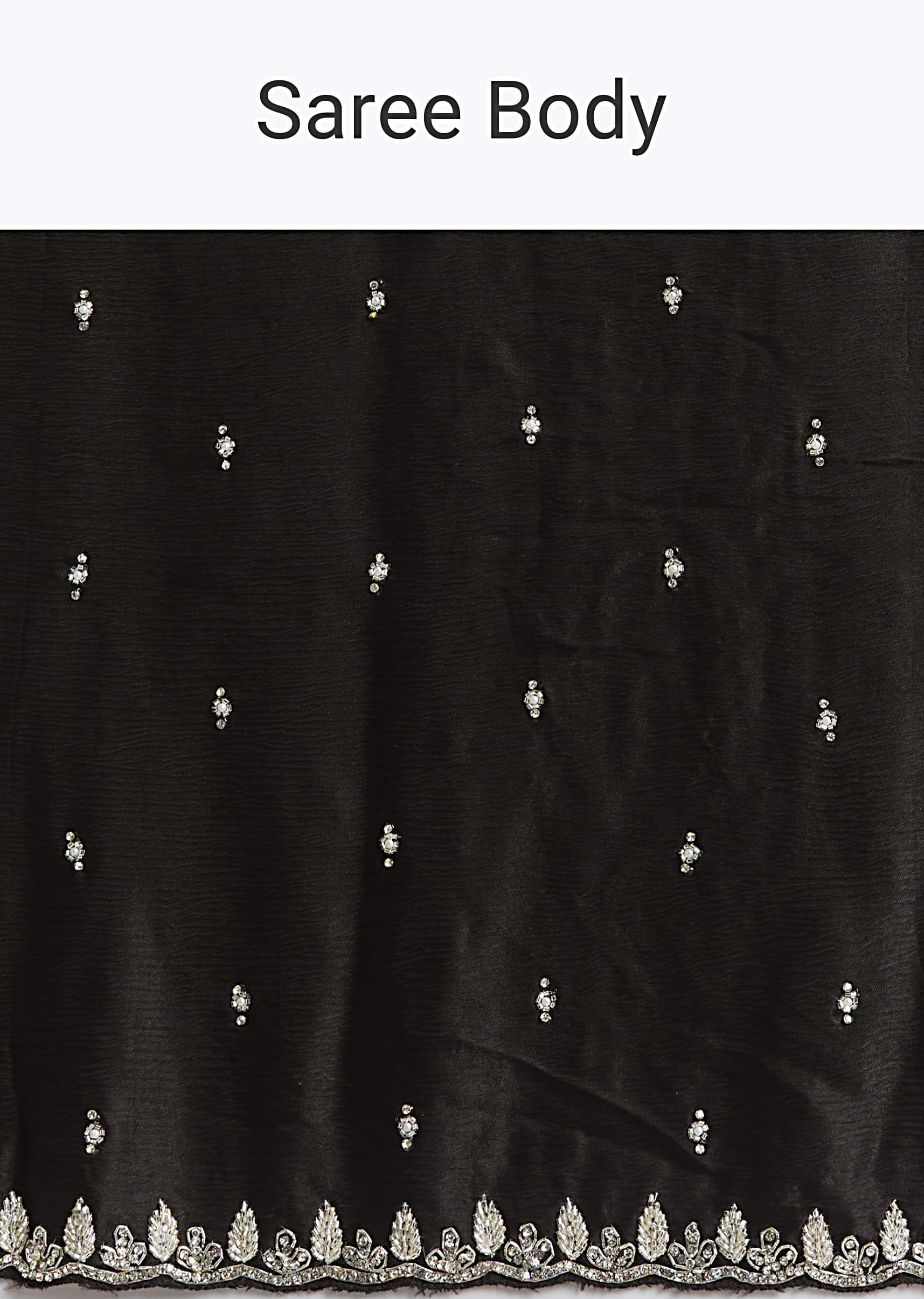Black Chinon Saree With Stone And Cutdana Embroidery - Image 8