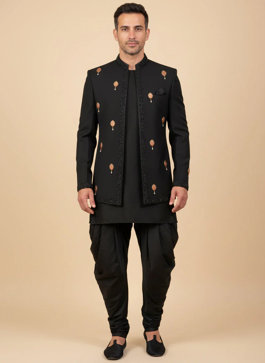 Black Contemporary Indo Western Set - Image 2