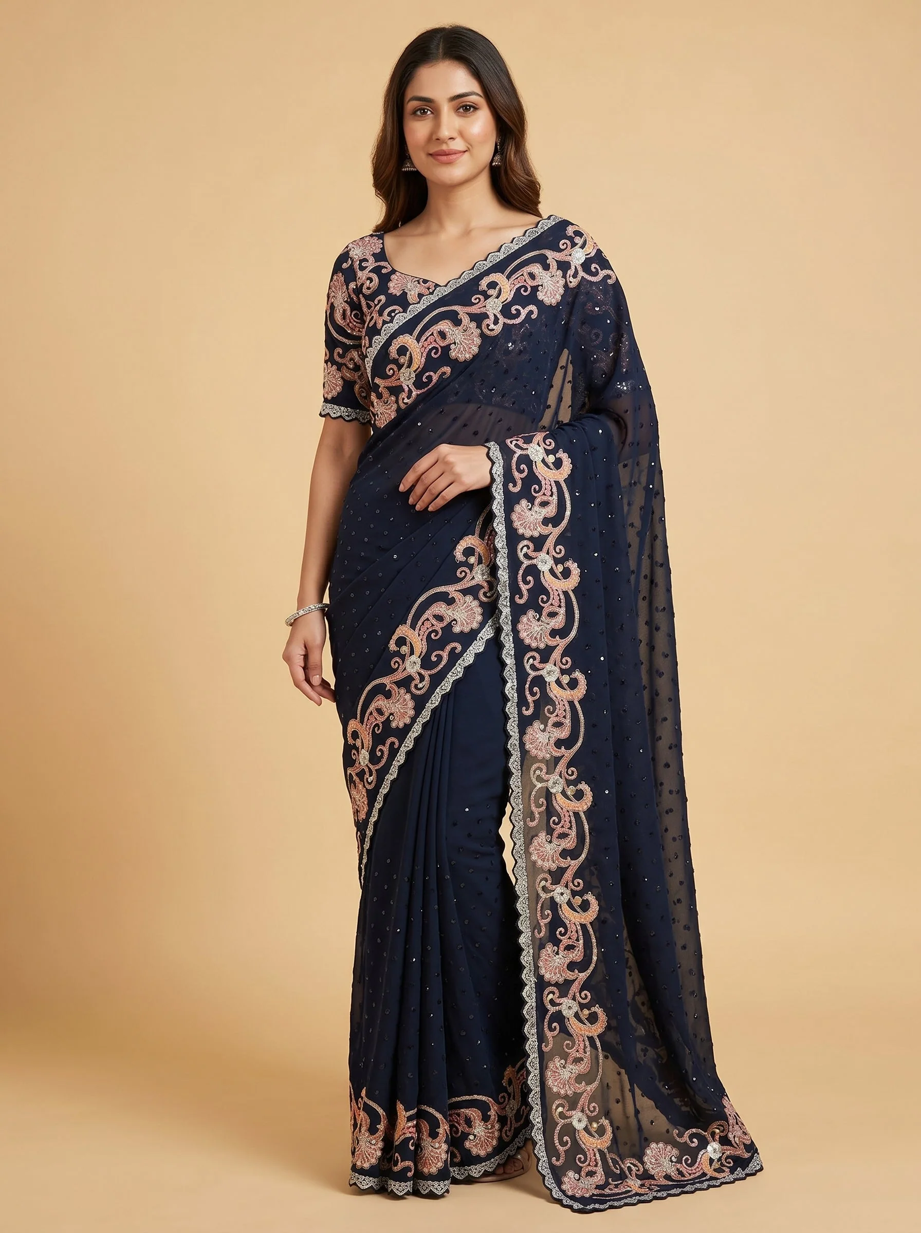 Black Crisp Embroidery Saree