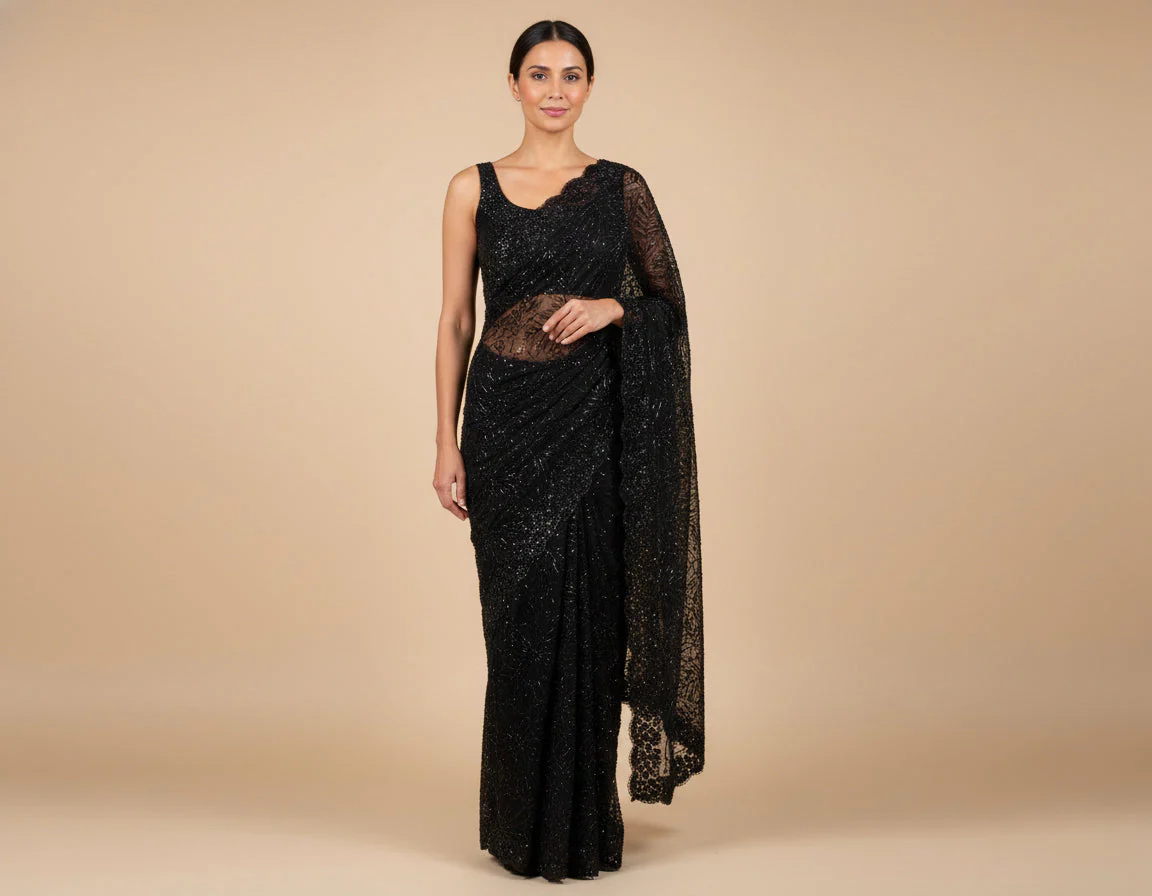 Black Dramatic Embroidered Saree
