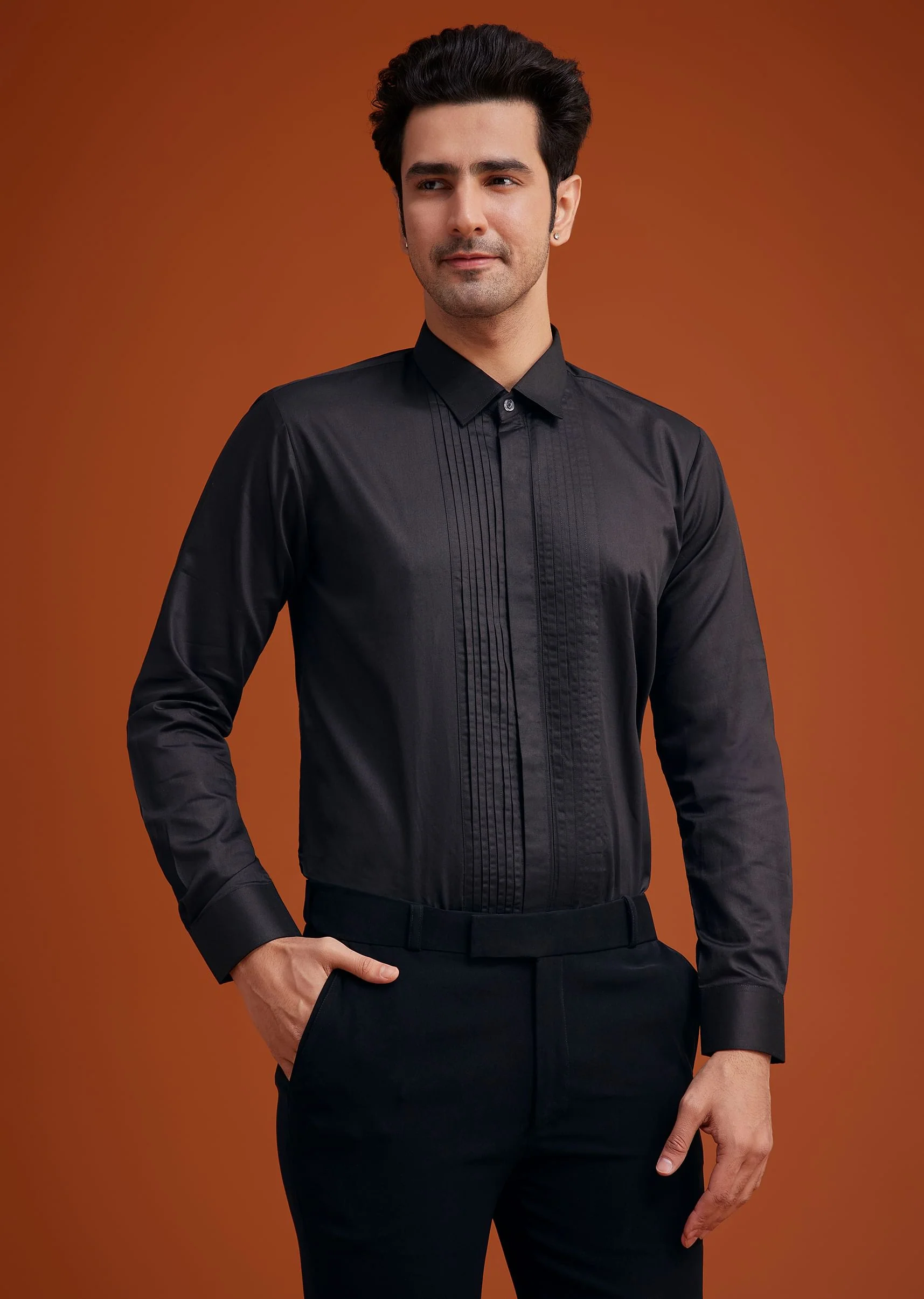 Black Embroidered Floral Tuxedo Set - Image 7