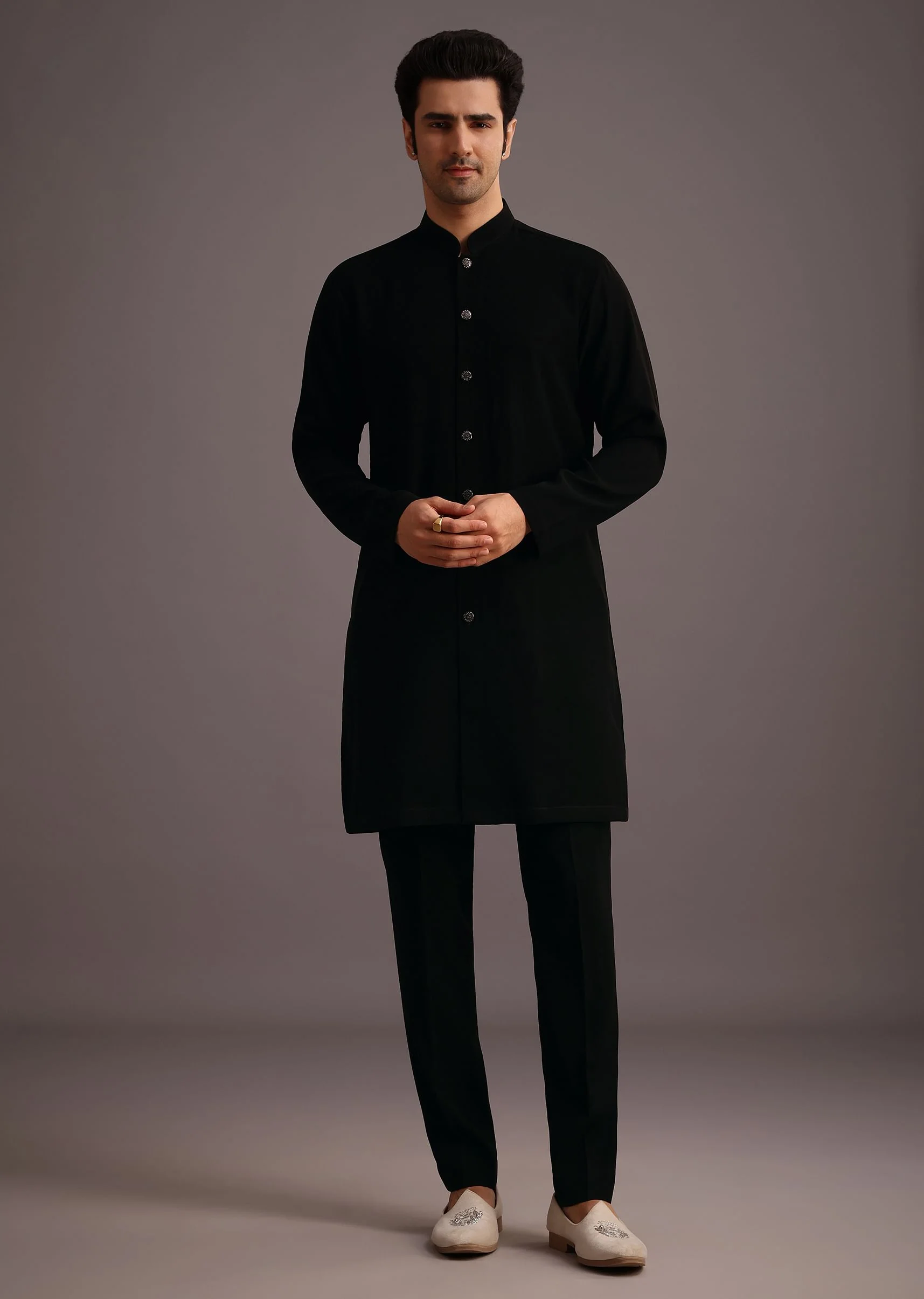 Black Embroidered Jodhpuri Kurta Set - Image 6