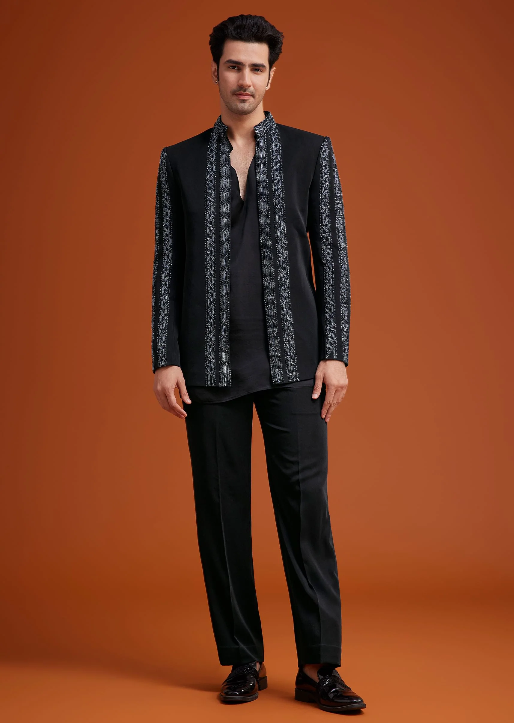 Black Embroidered Jodhpuri Set - Image 2