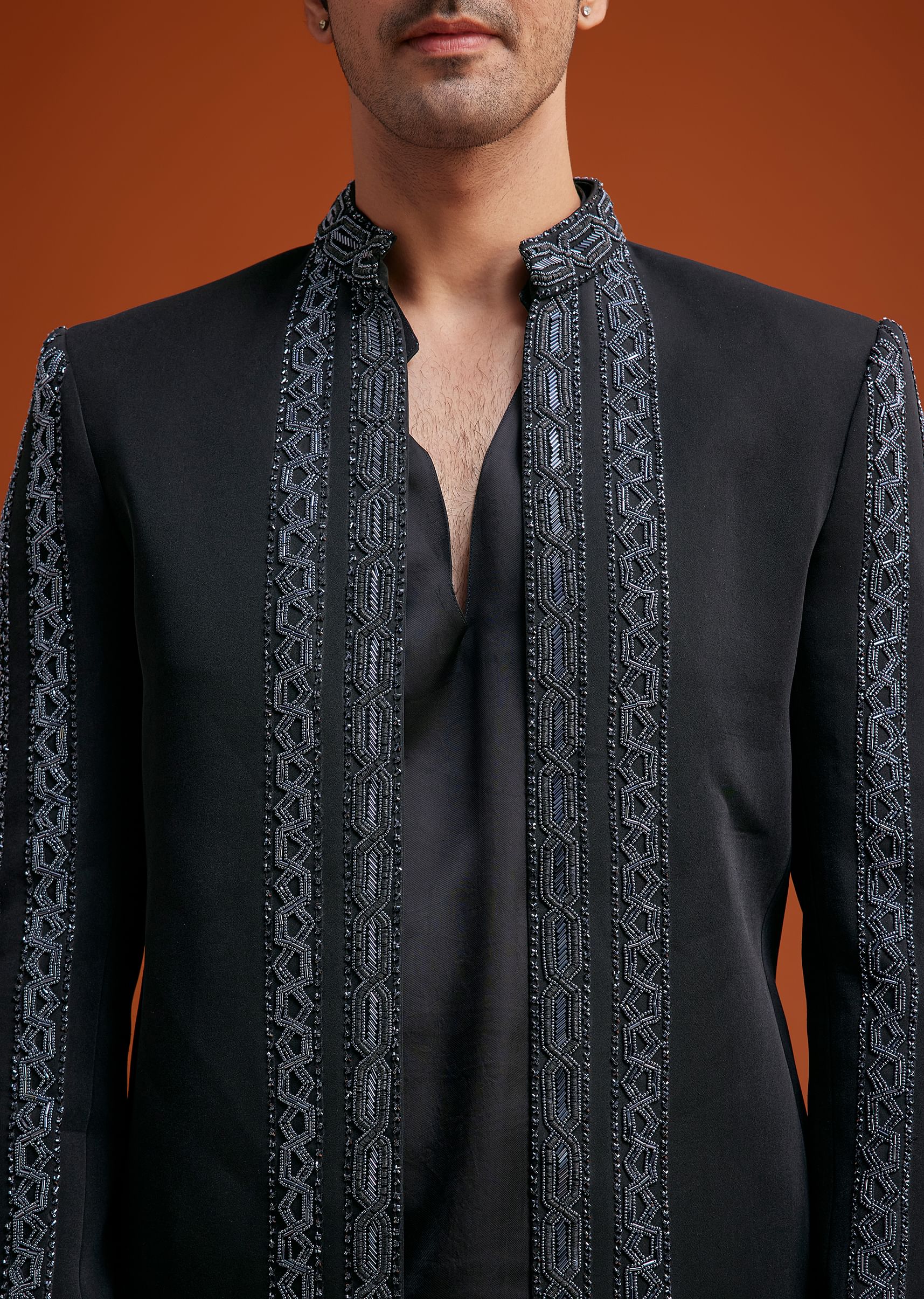 Black Embroidered Jodhpuri Set - Image 3