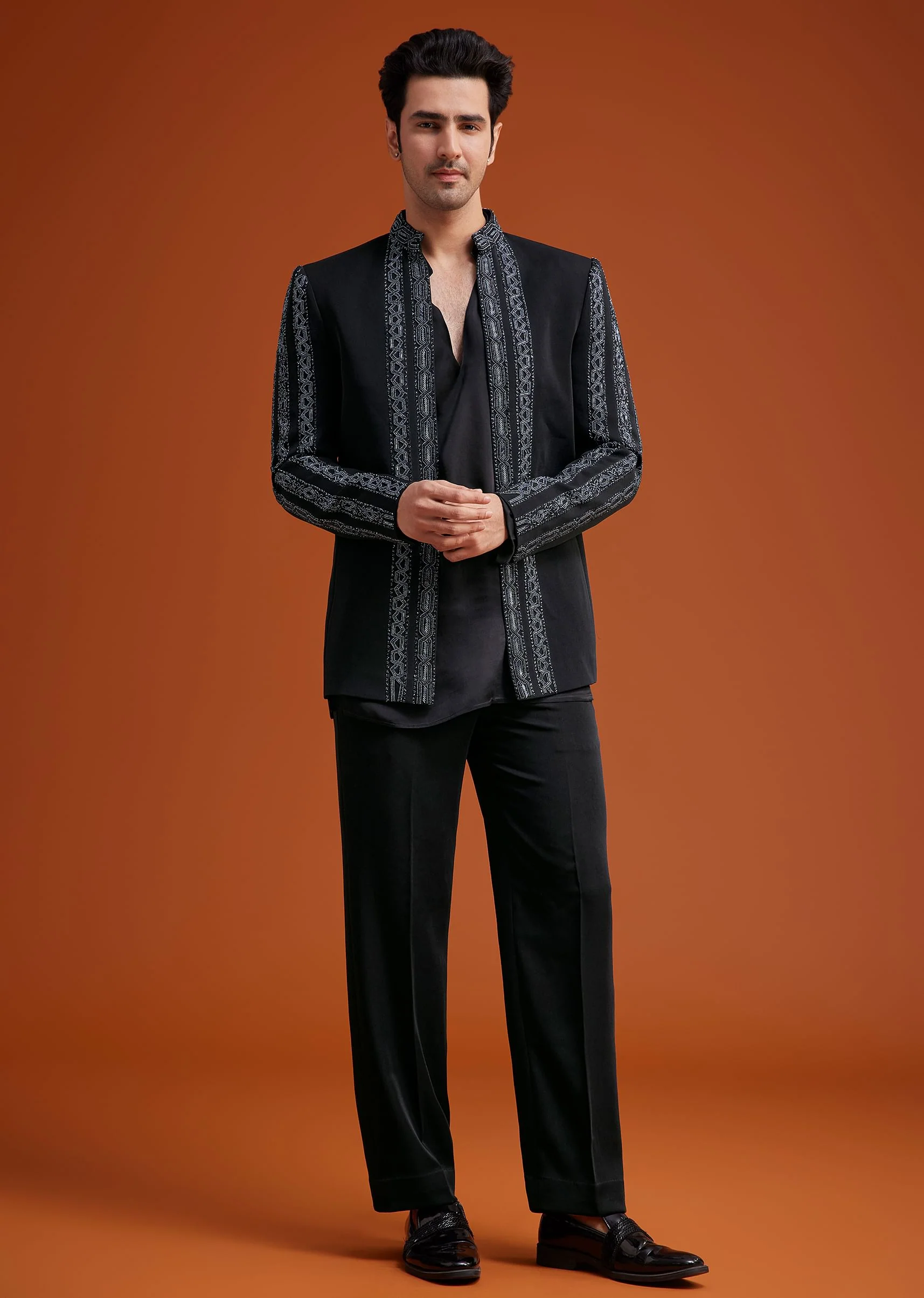 Black Embroidered Jodhpuri Set - Image 4