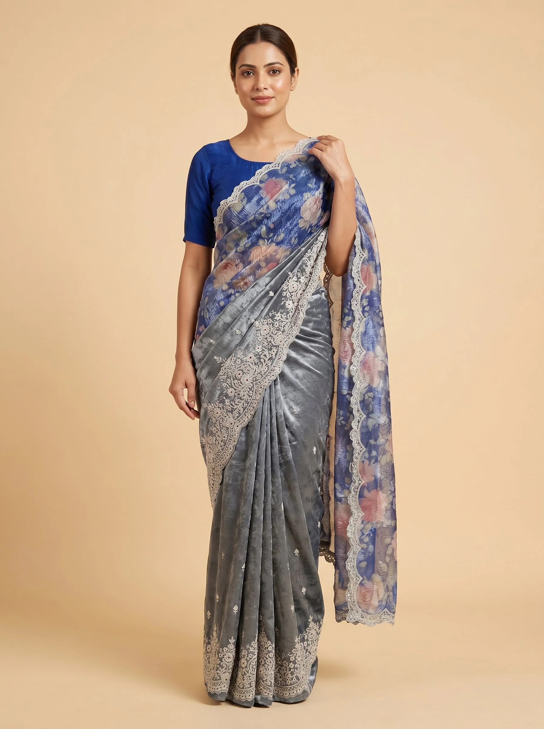 Black embroidered saree with rich detailing