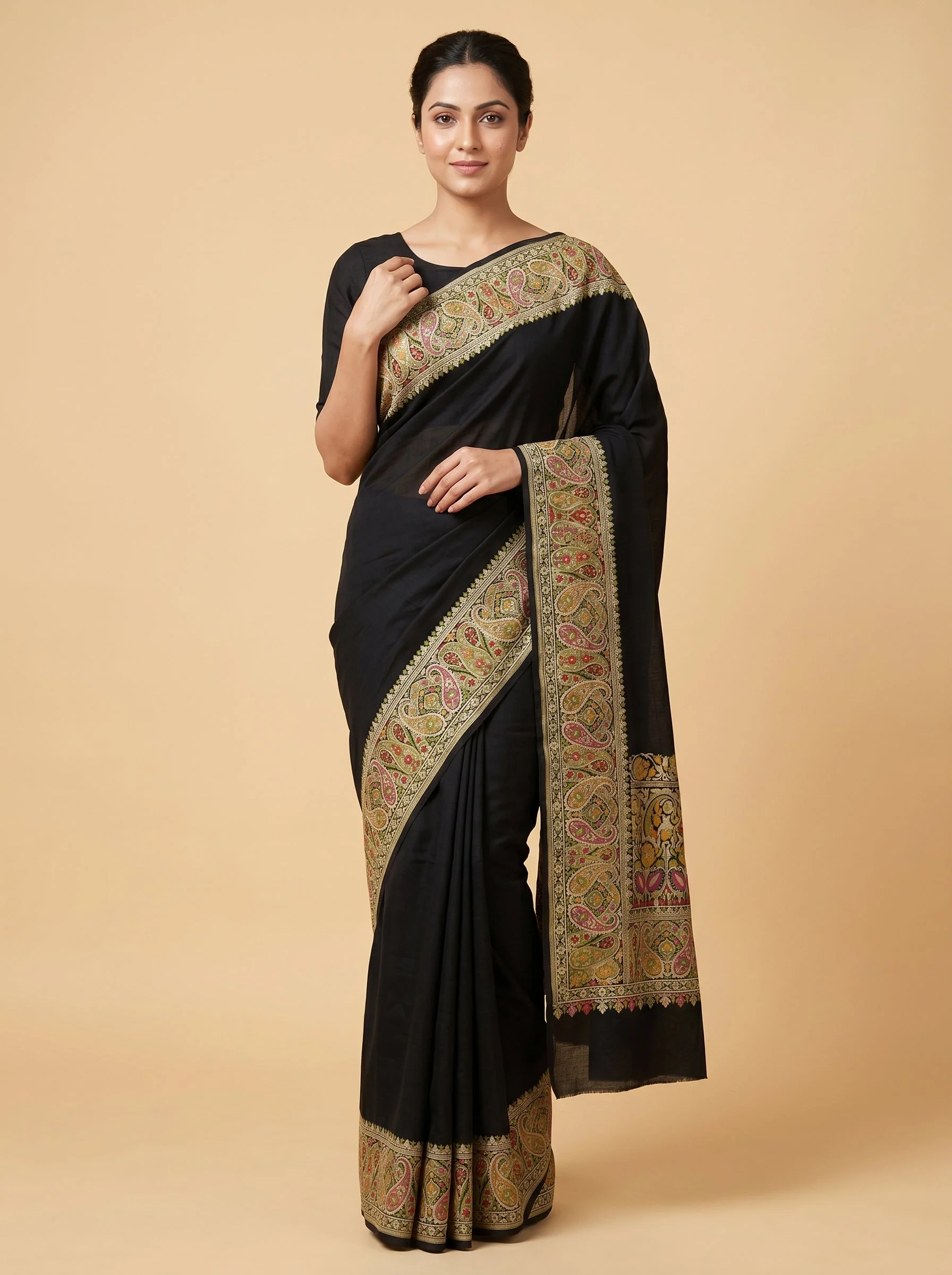 Black Framed Structure Handloom Saree