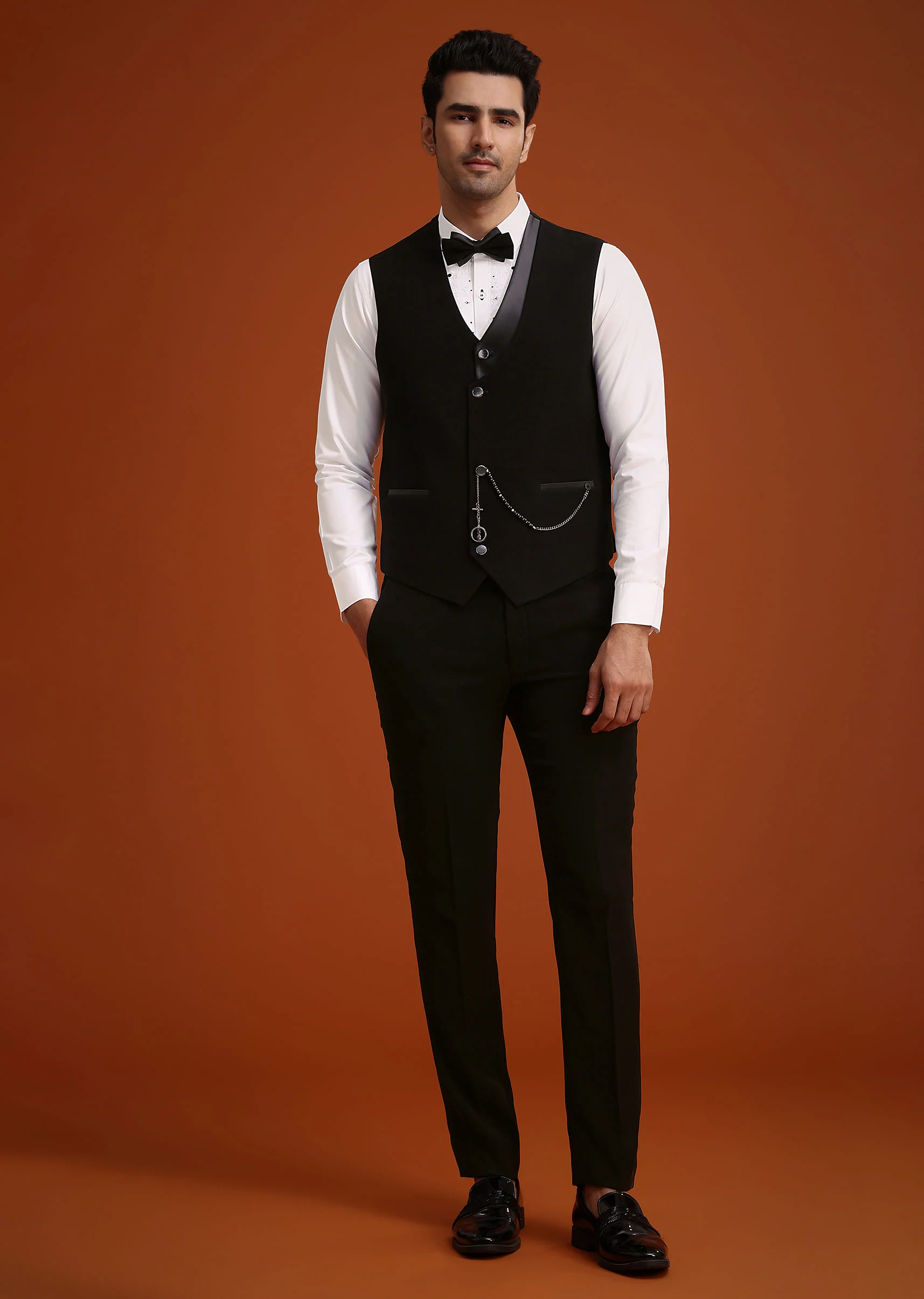 Black Hand Embellished Tuxedo Set - Image 6