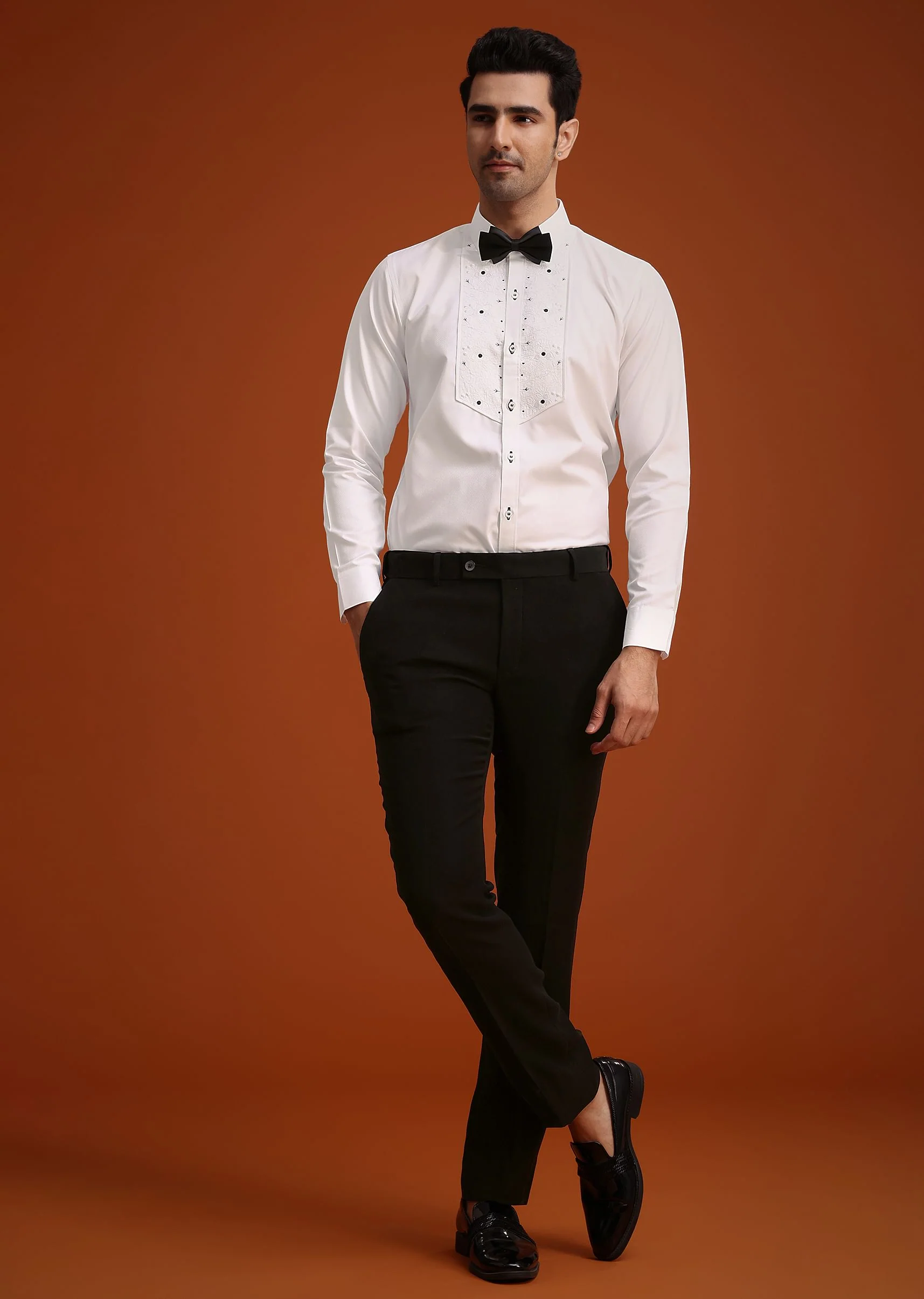 Black Hand Embellished Tuxedo Set - Image 7