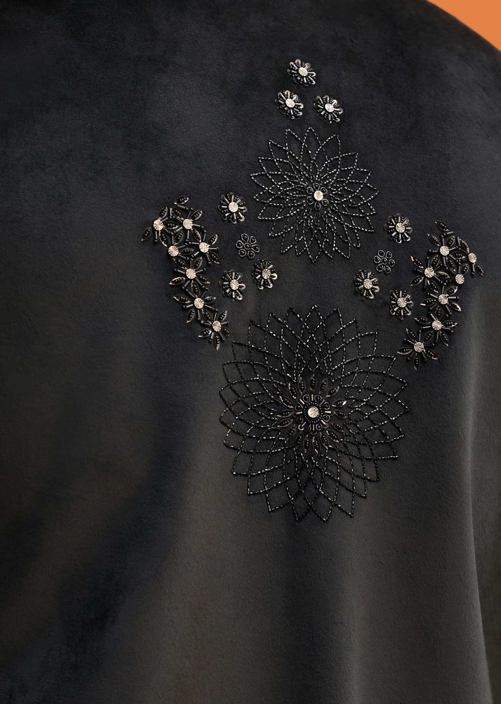 Black Hand Embroidered Velvet Indowestern Set For Men - Image 4