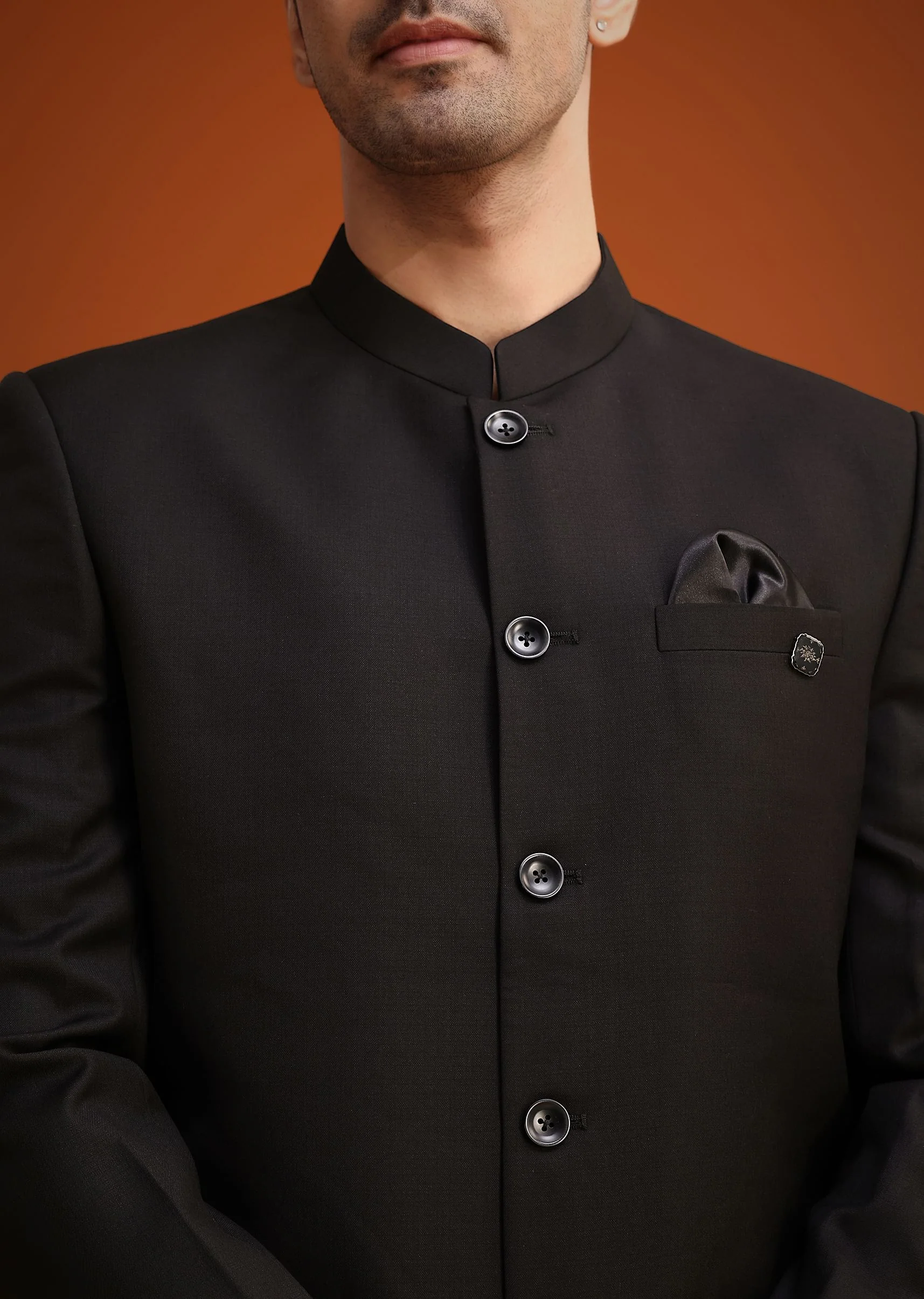 Black Jodhpuri Set With Pocket Square - Image 2