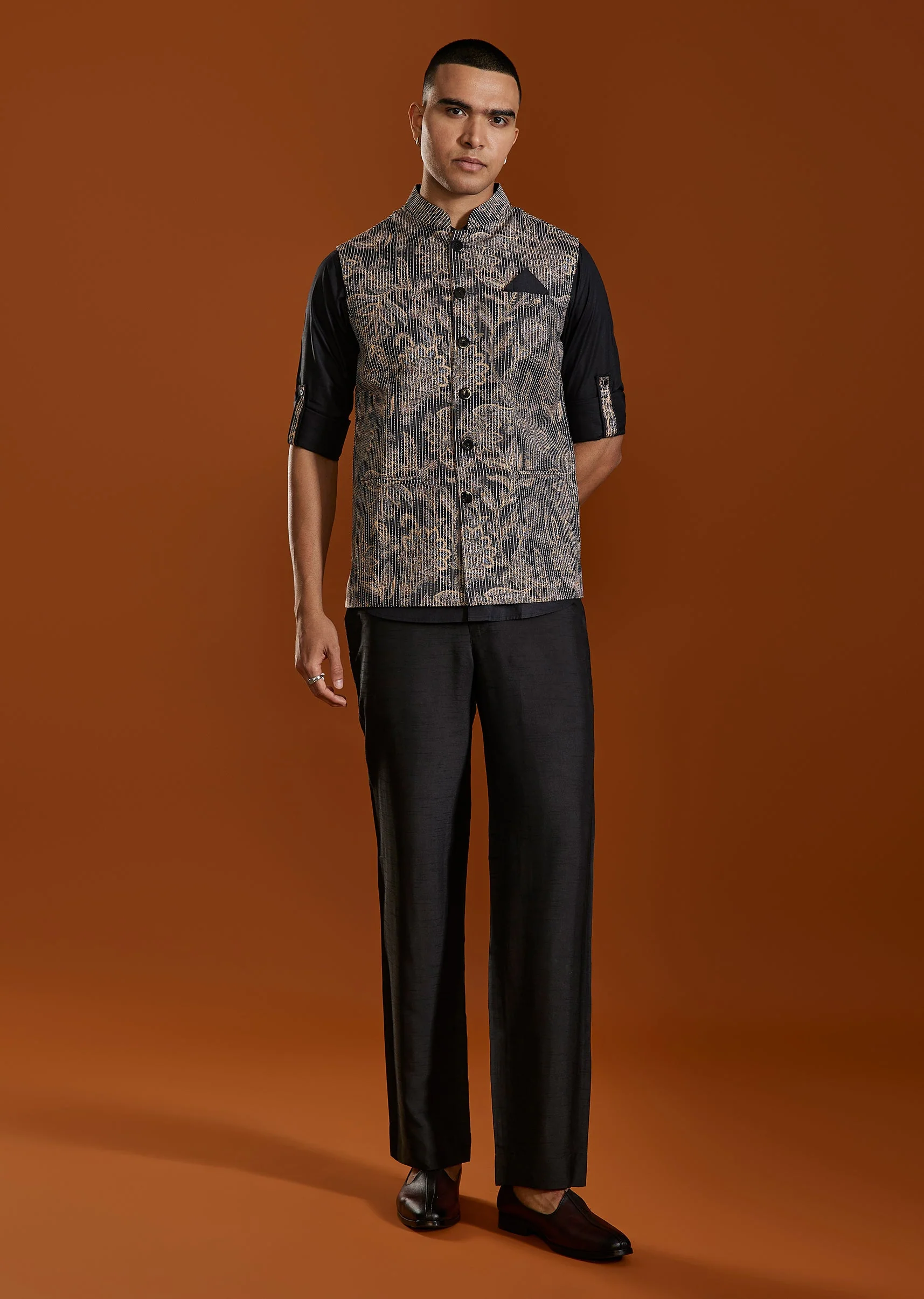 Black Kurta Jacket Set