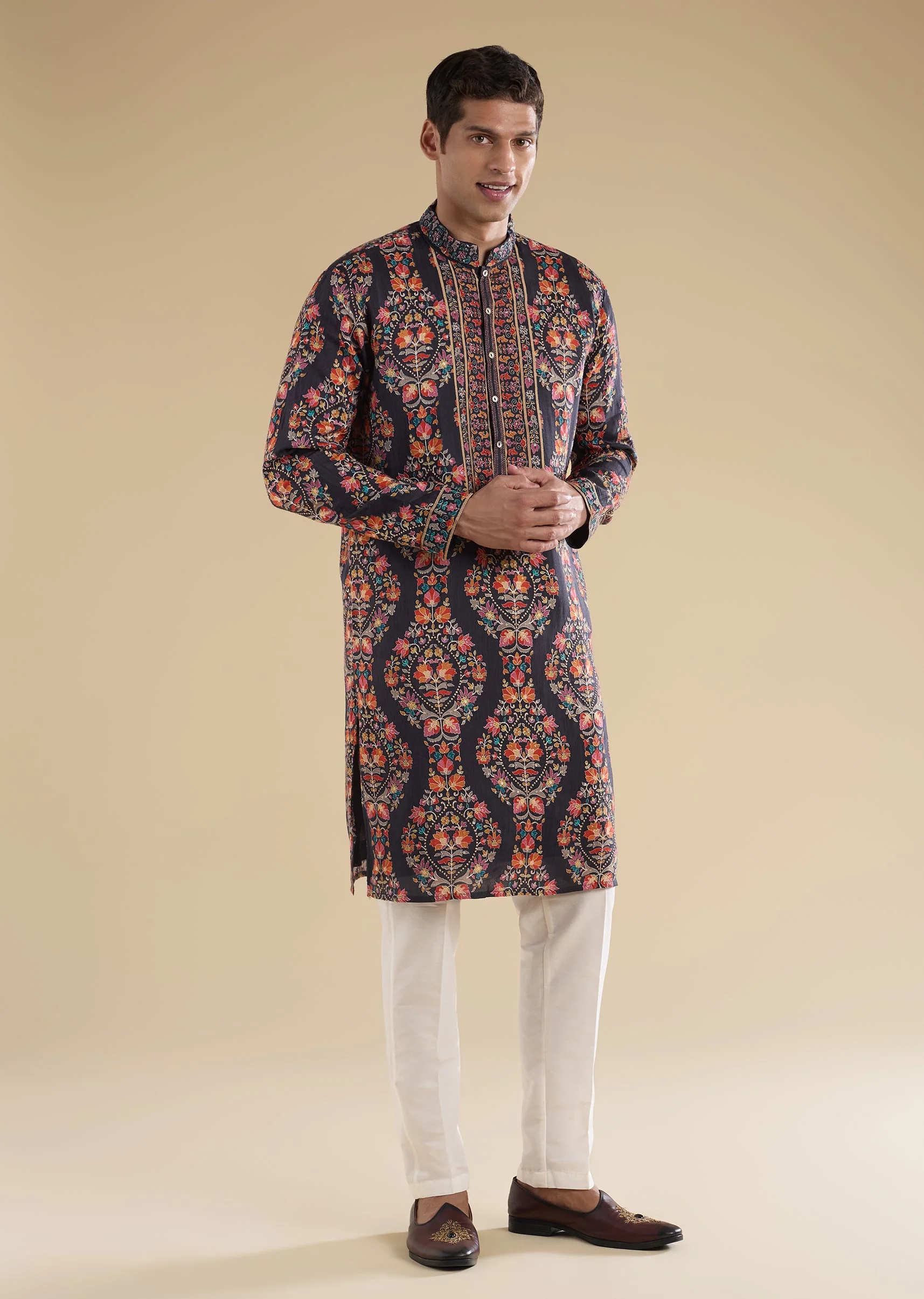 Black Kurta Set With Hand Cutdana Work - Image 4