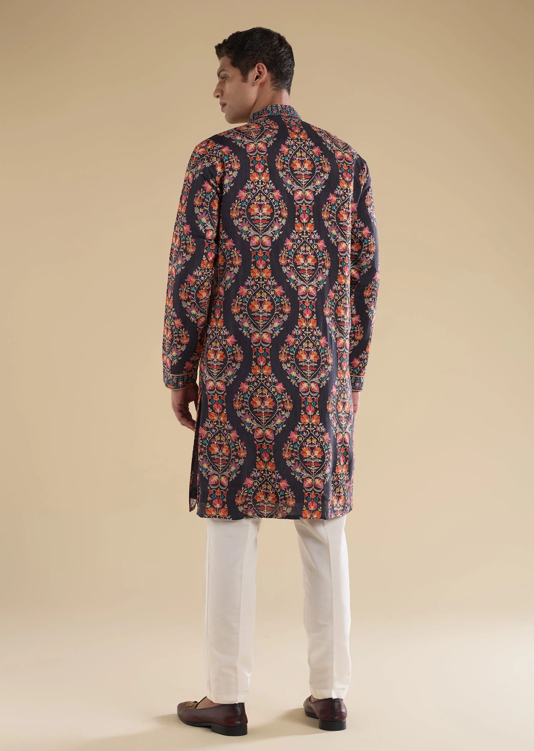 Black Kurta Set With Hand Cutdana Work - Image 5