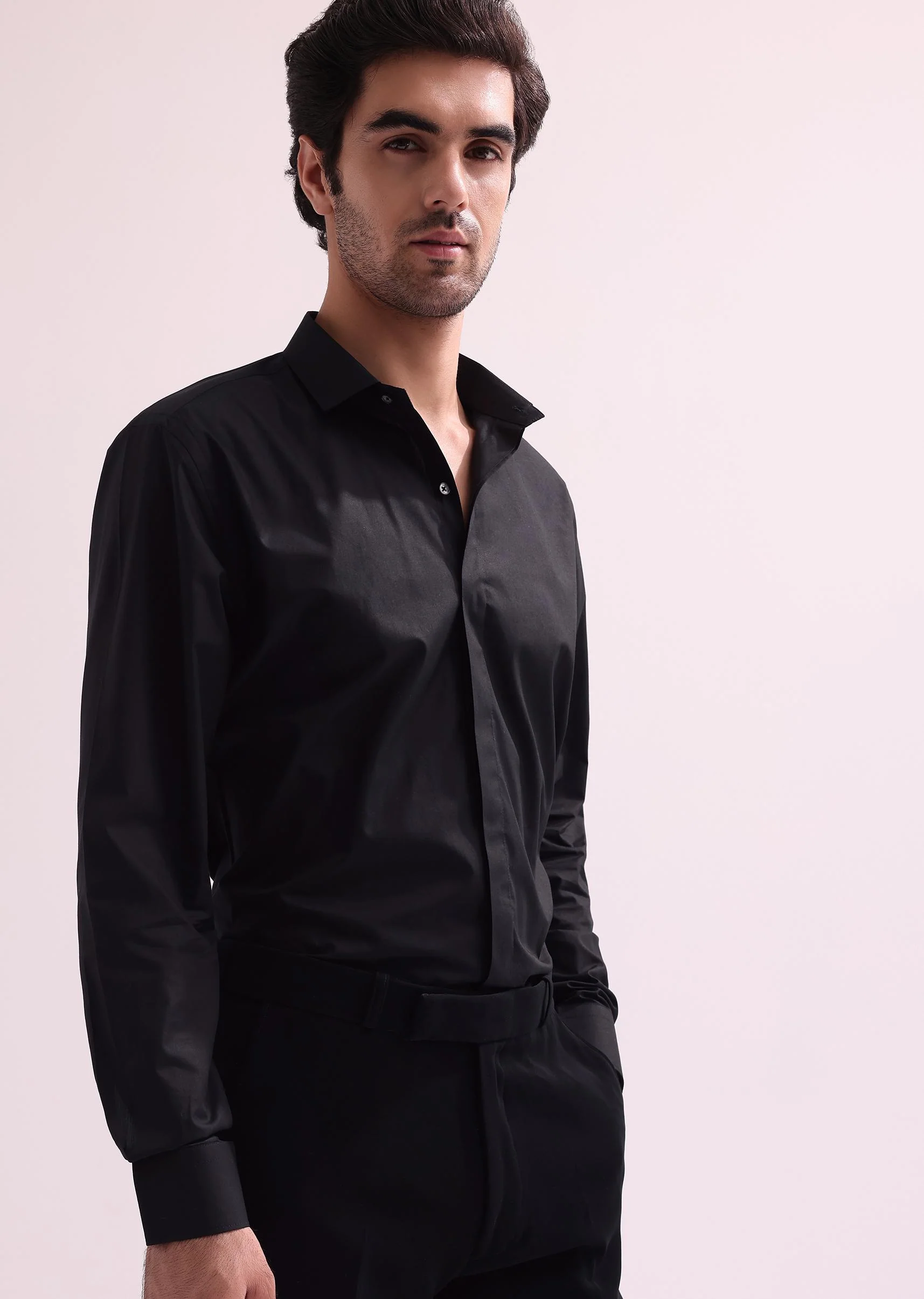 Black Lapel Tuxedo In Suiting With Shirt And Pants - Image 6