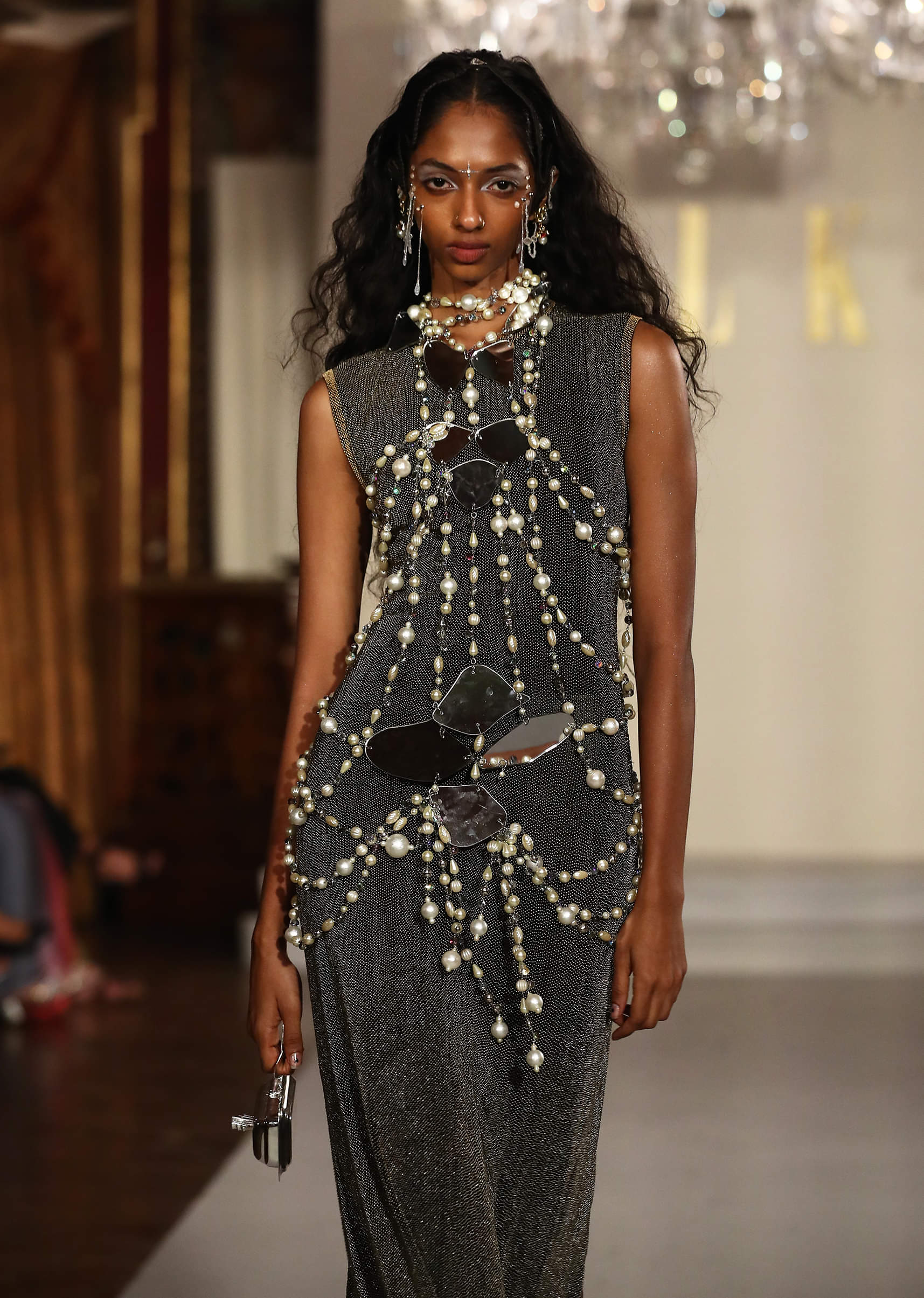 Black Lycra Bridal Gown With Heavy Embroidery - Image 2